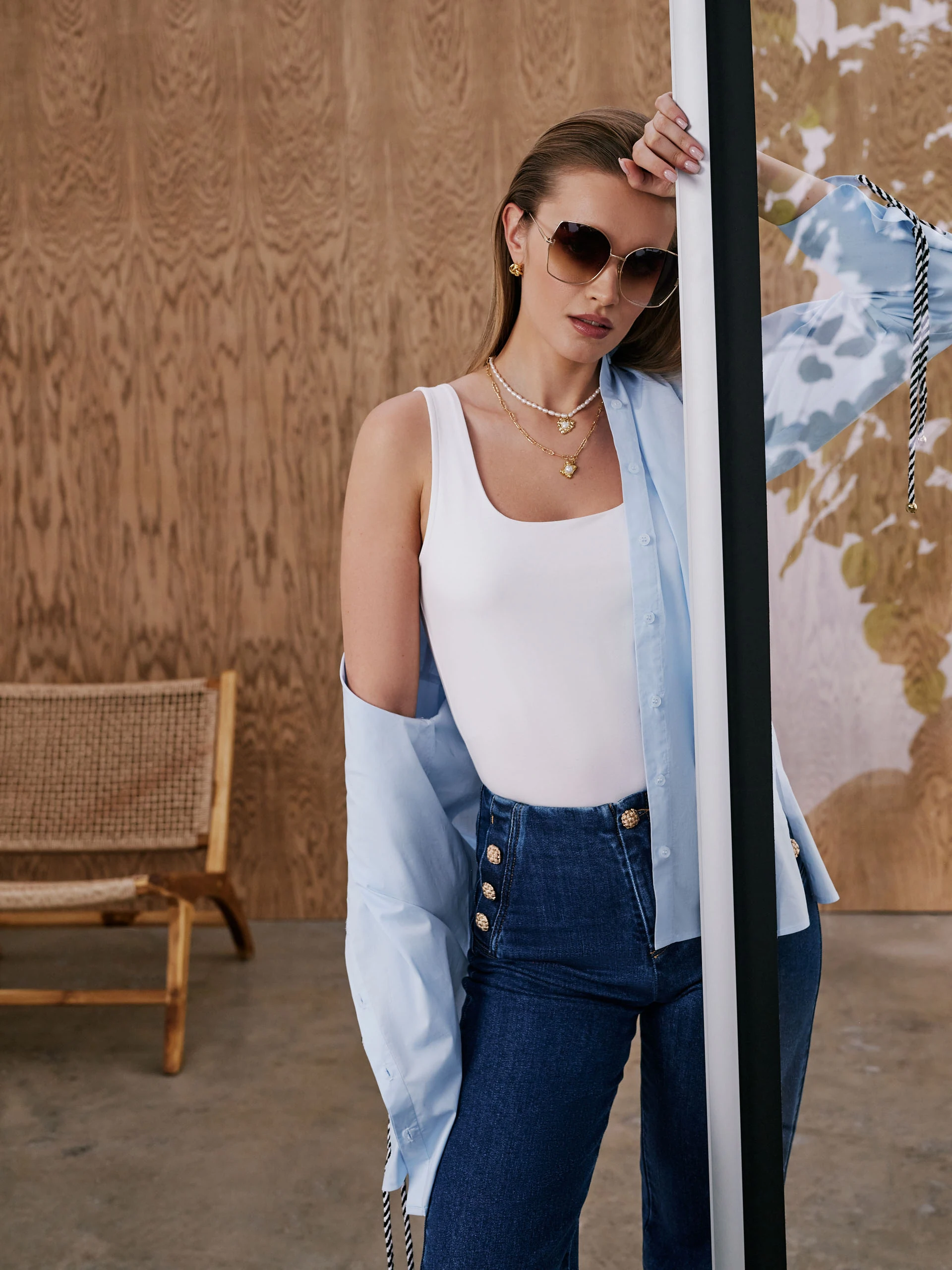 White minimalist top with cotton