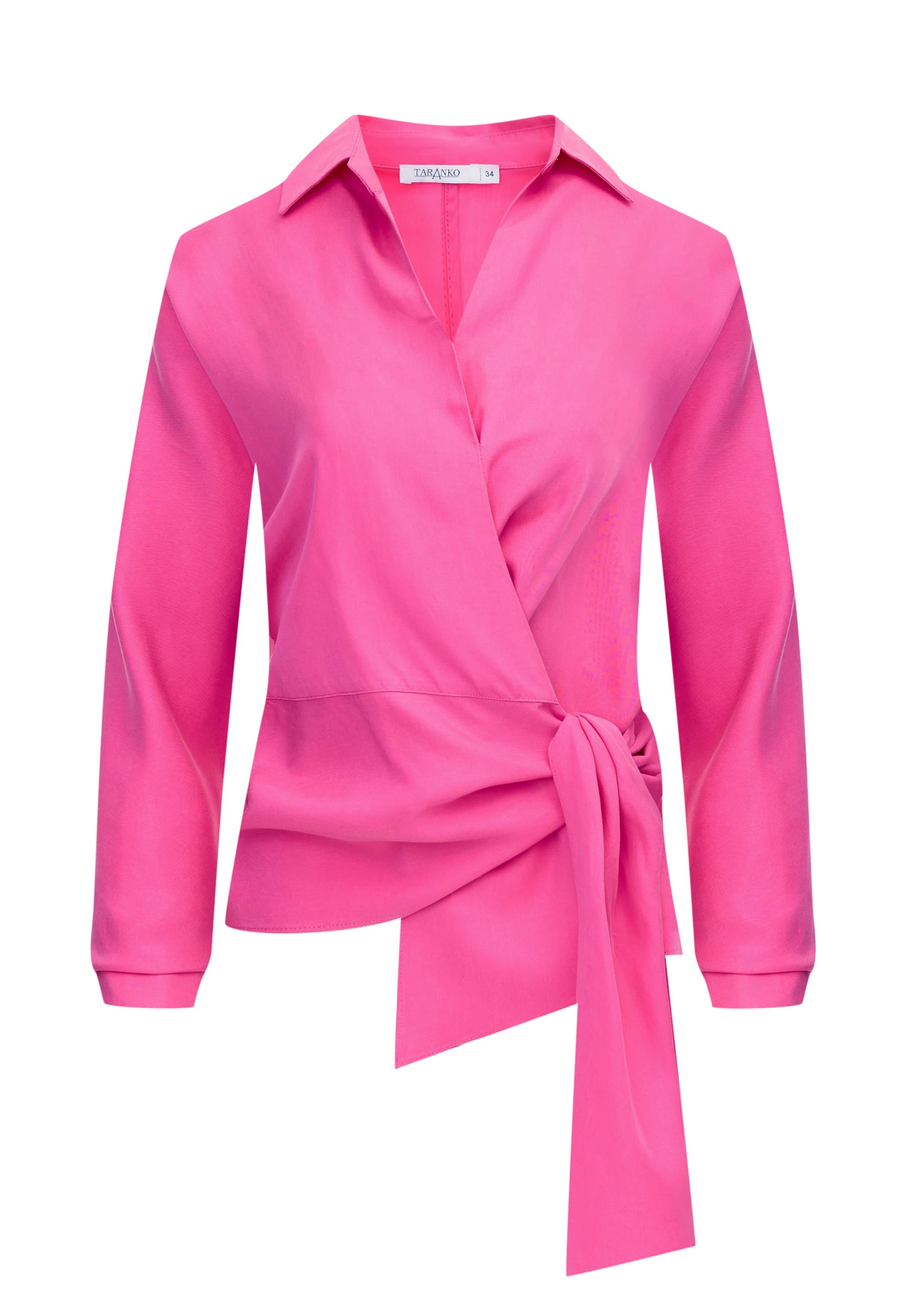 Pink lyocell shirt with envelope neckline