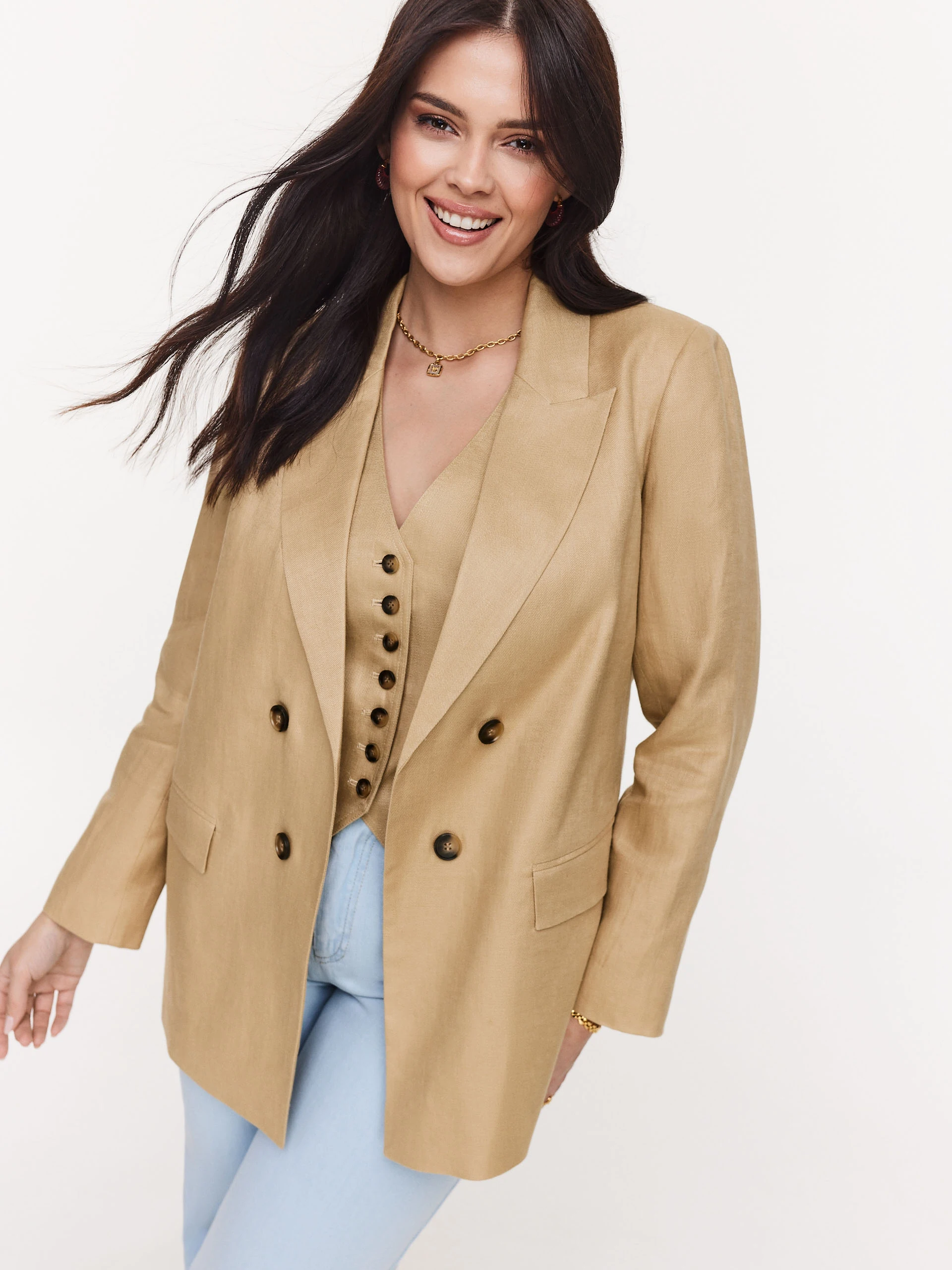 Caramel linen vest