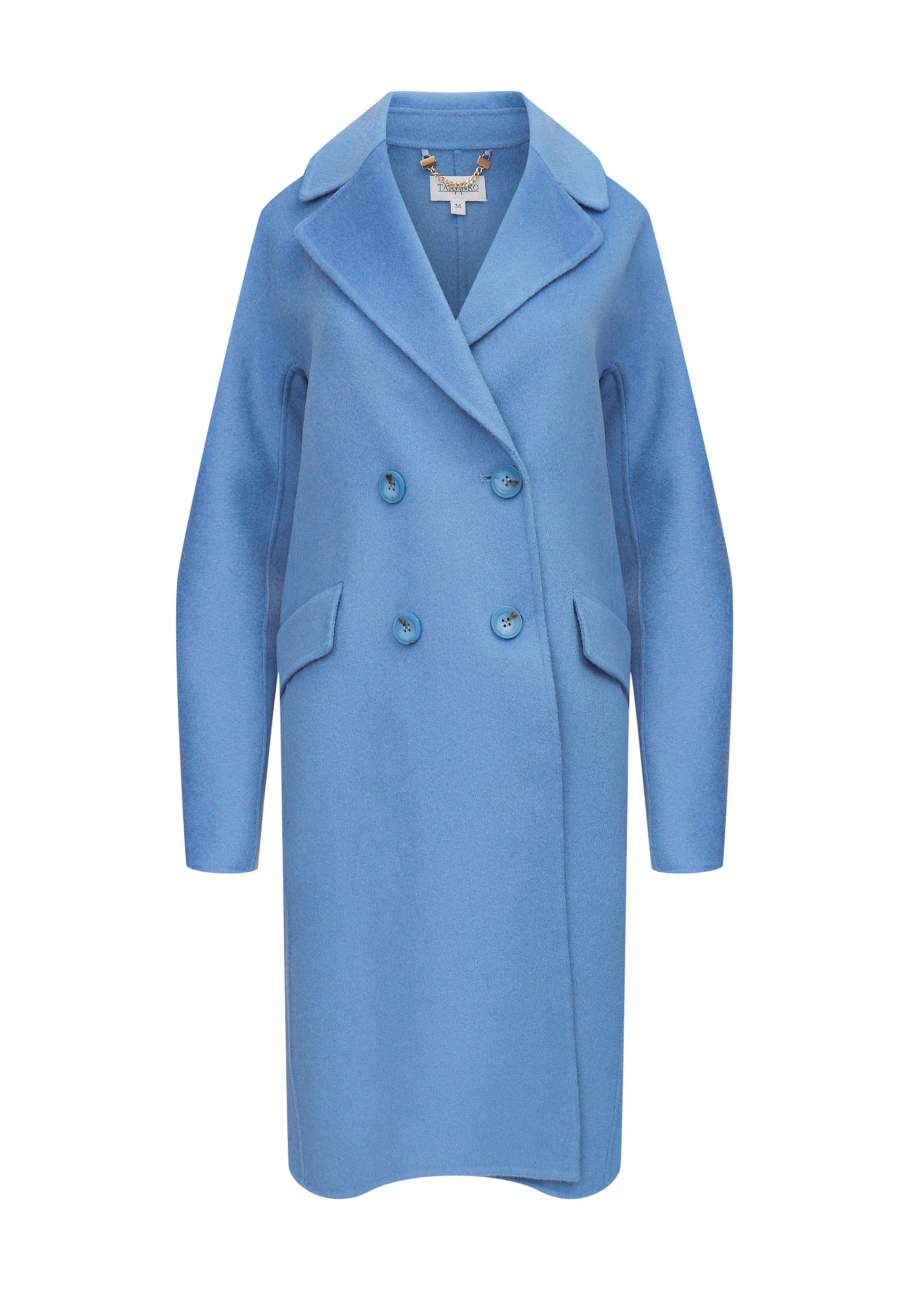 Blue wool coat with a classic cut