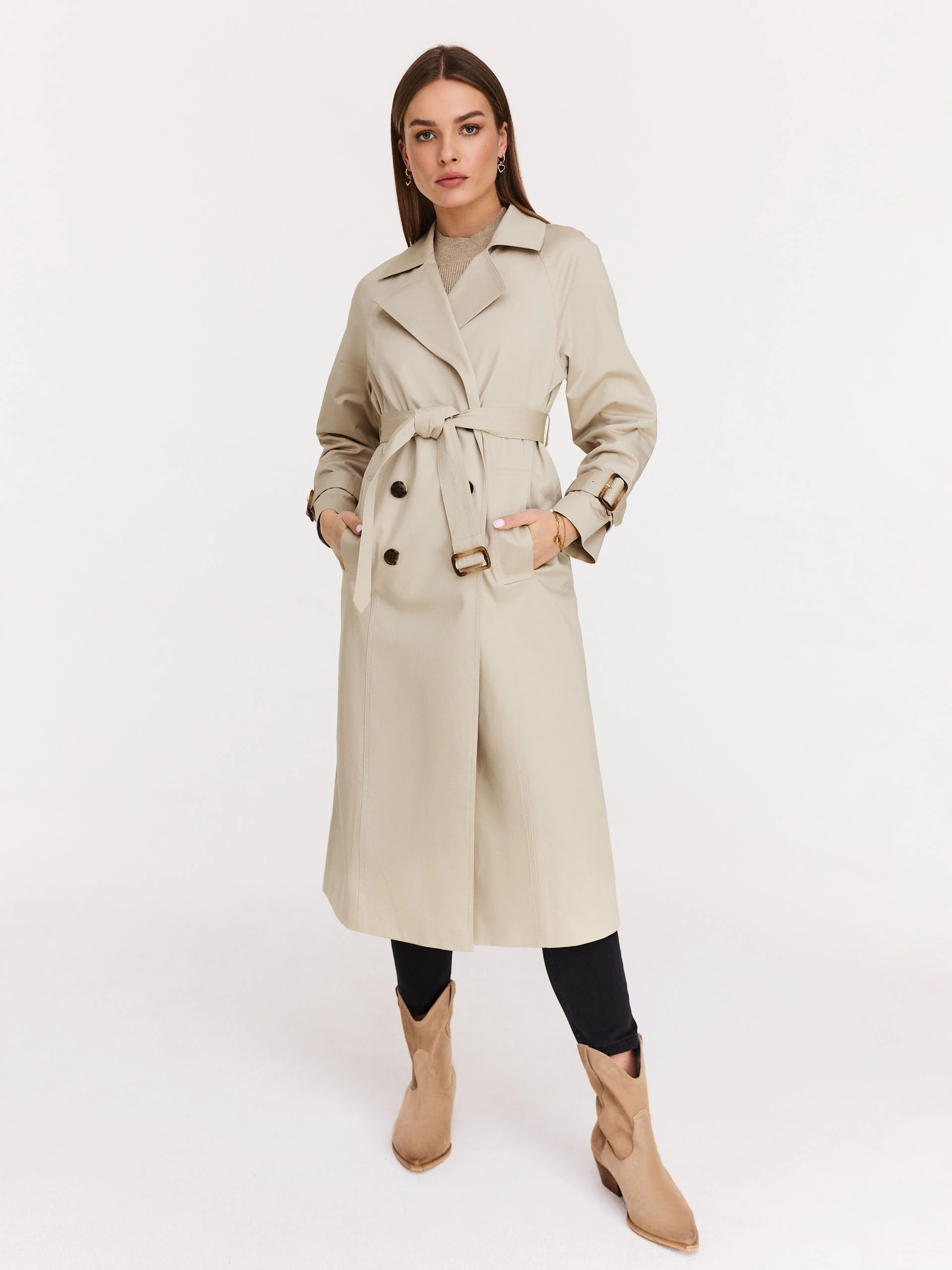 Light grey long trench coat