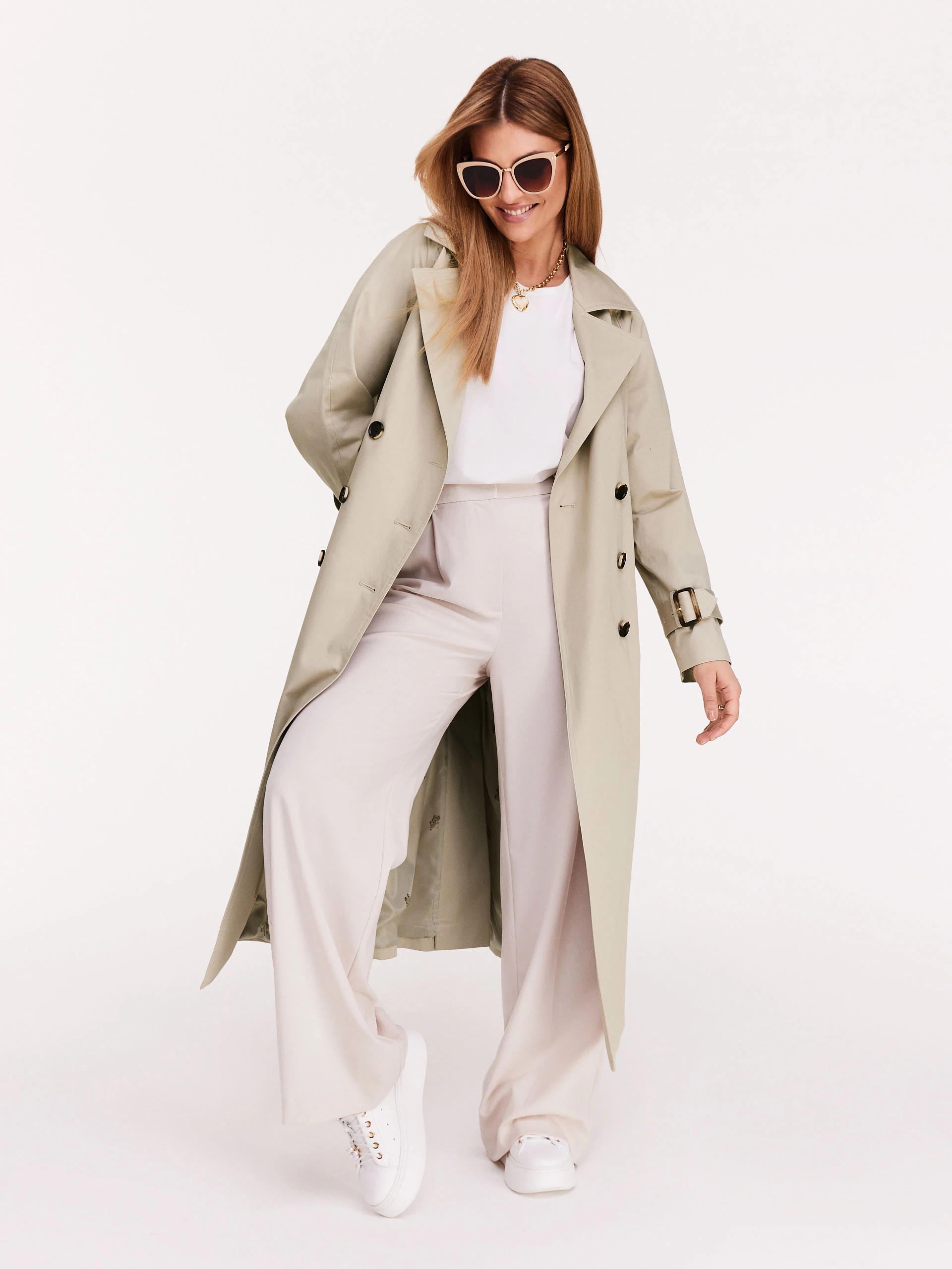 Light grey long trench coat