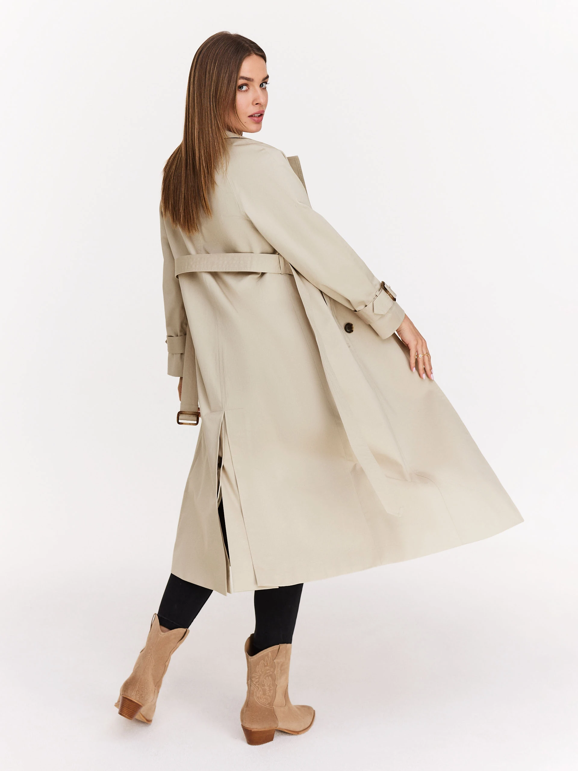 Light grey long trench coat