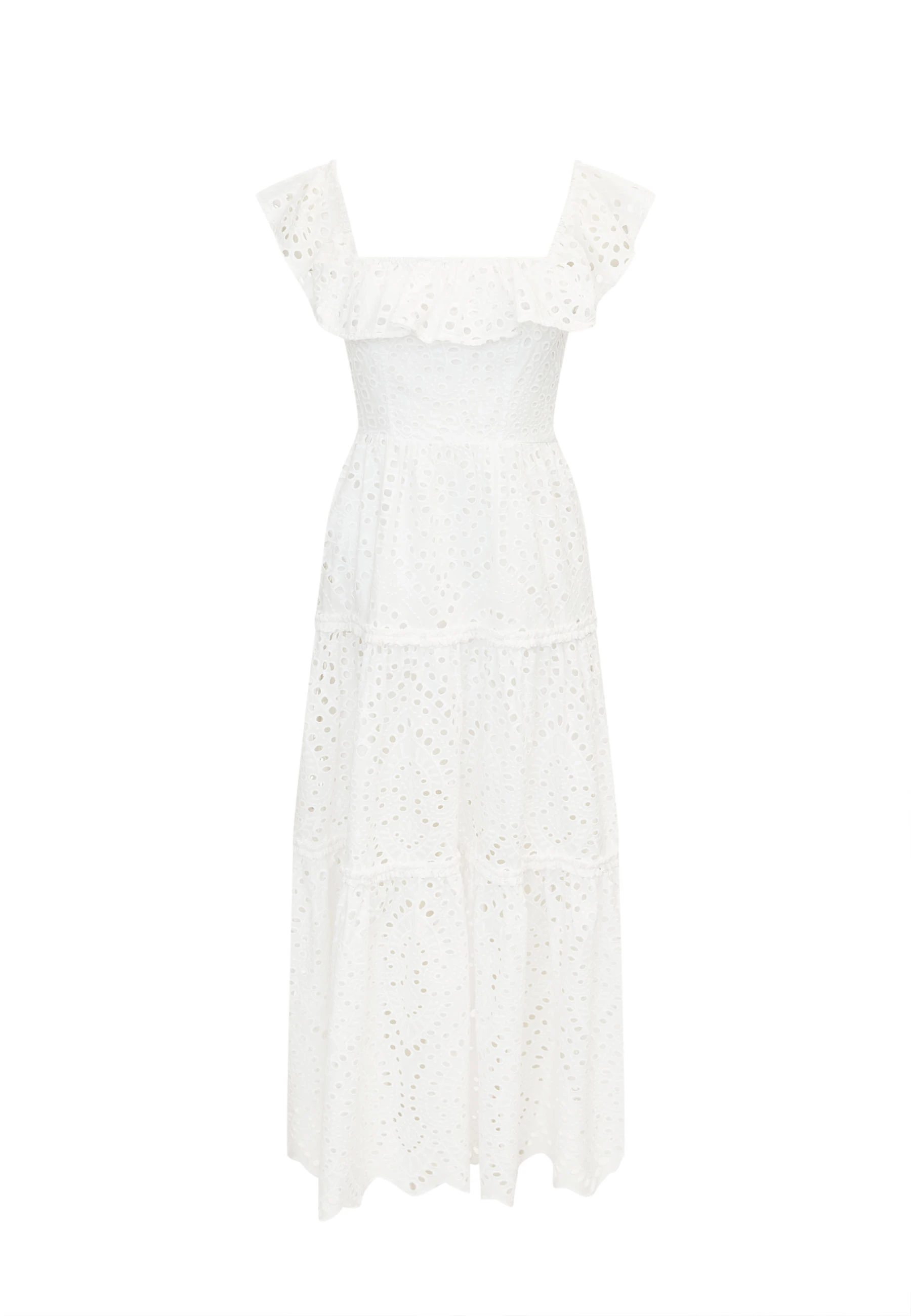 Delicate dress made of thin embellished fabric