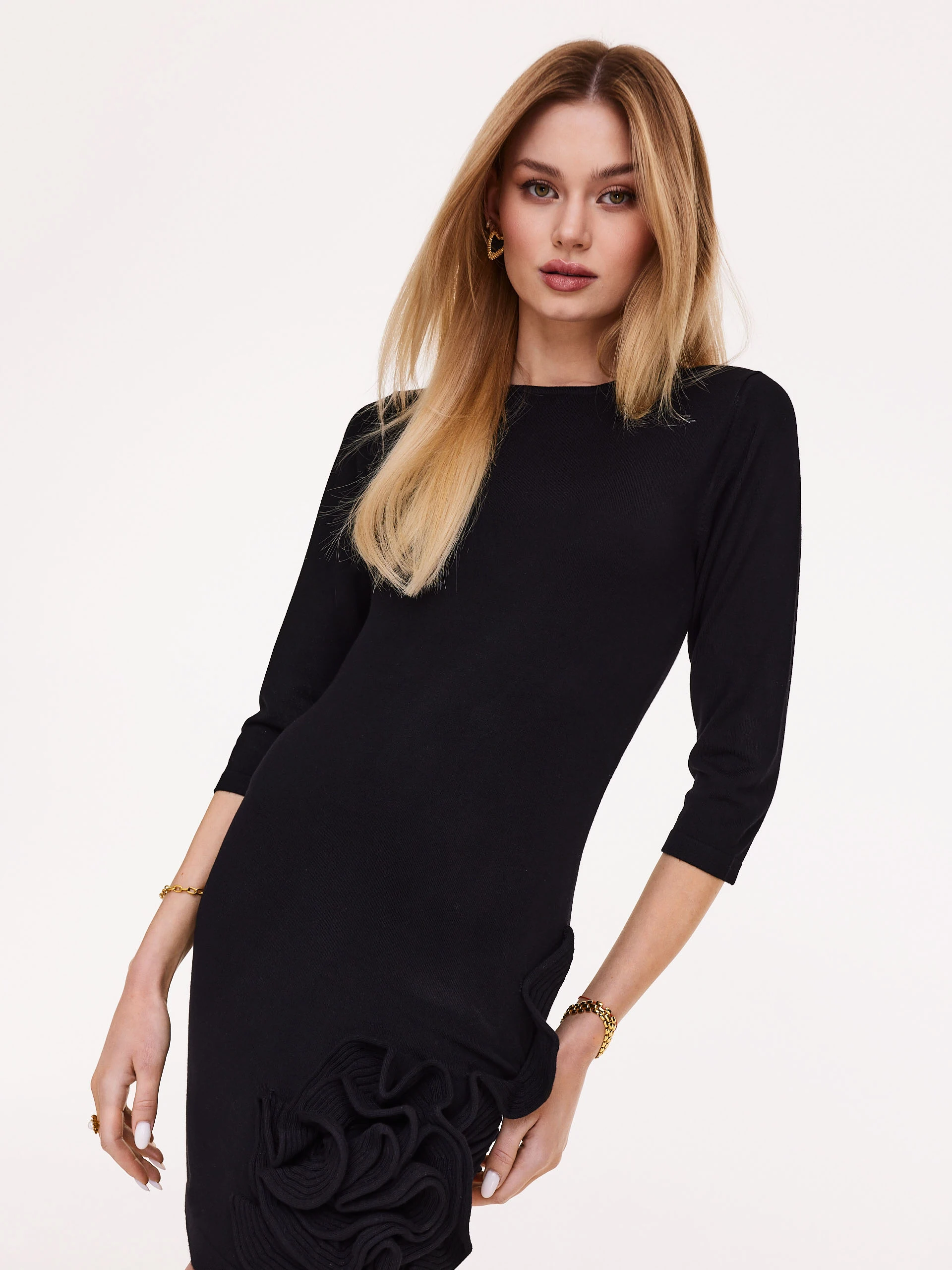 Fitted black knit dress