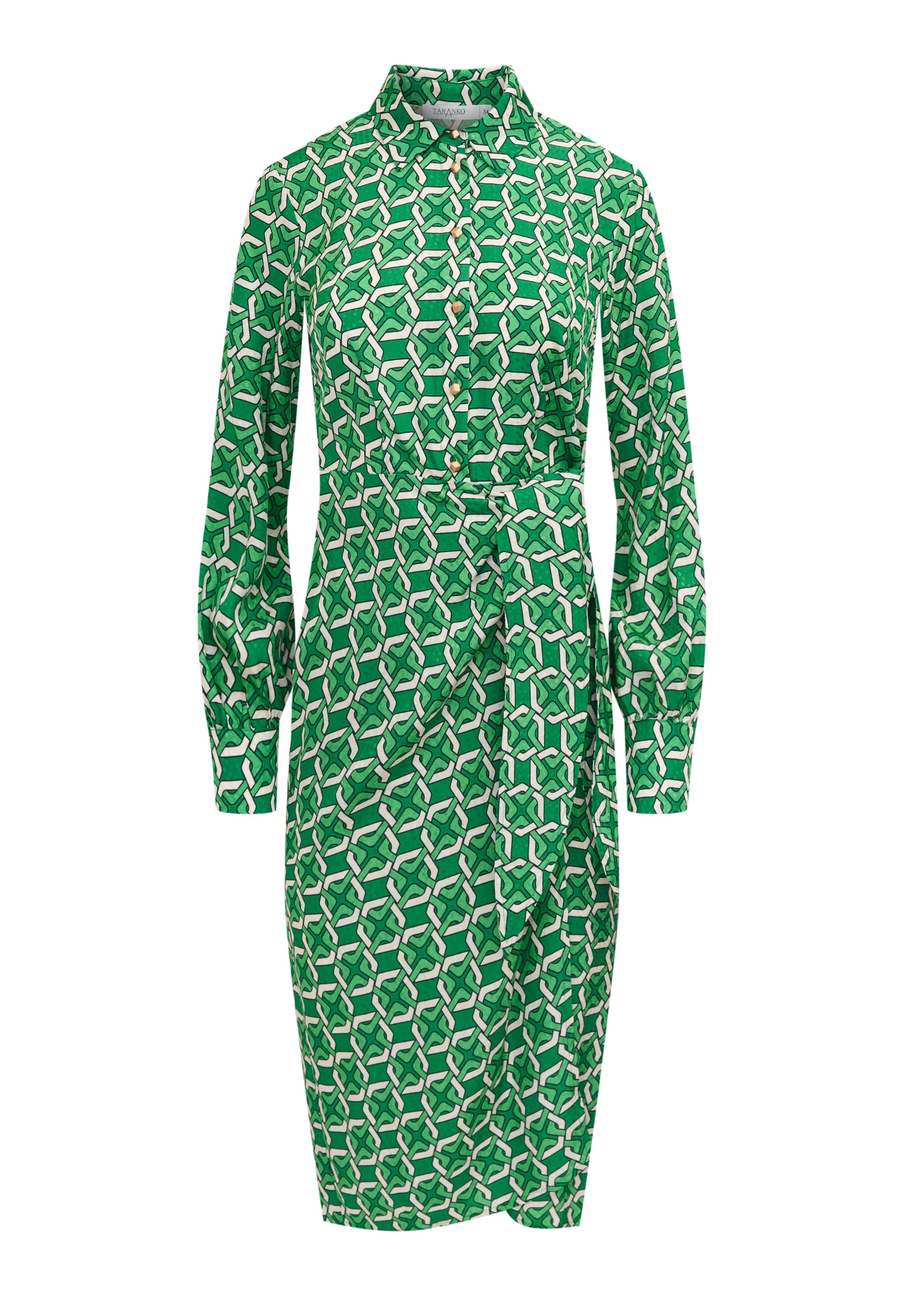 Green geometric-patterned emery dress