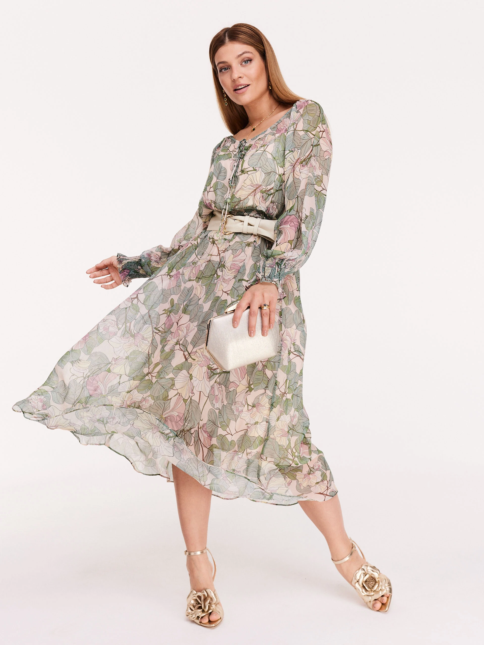 Transparent long floral dress