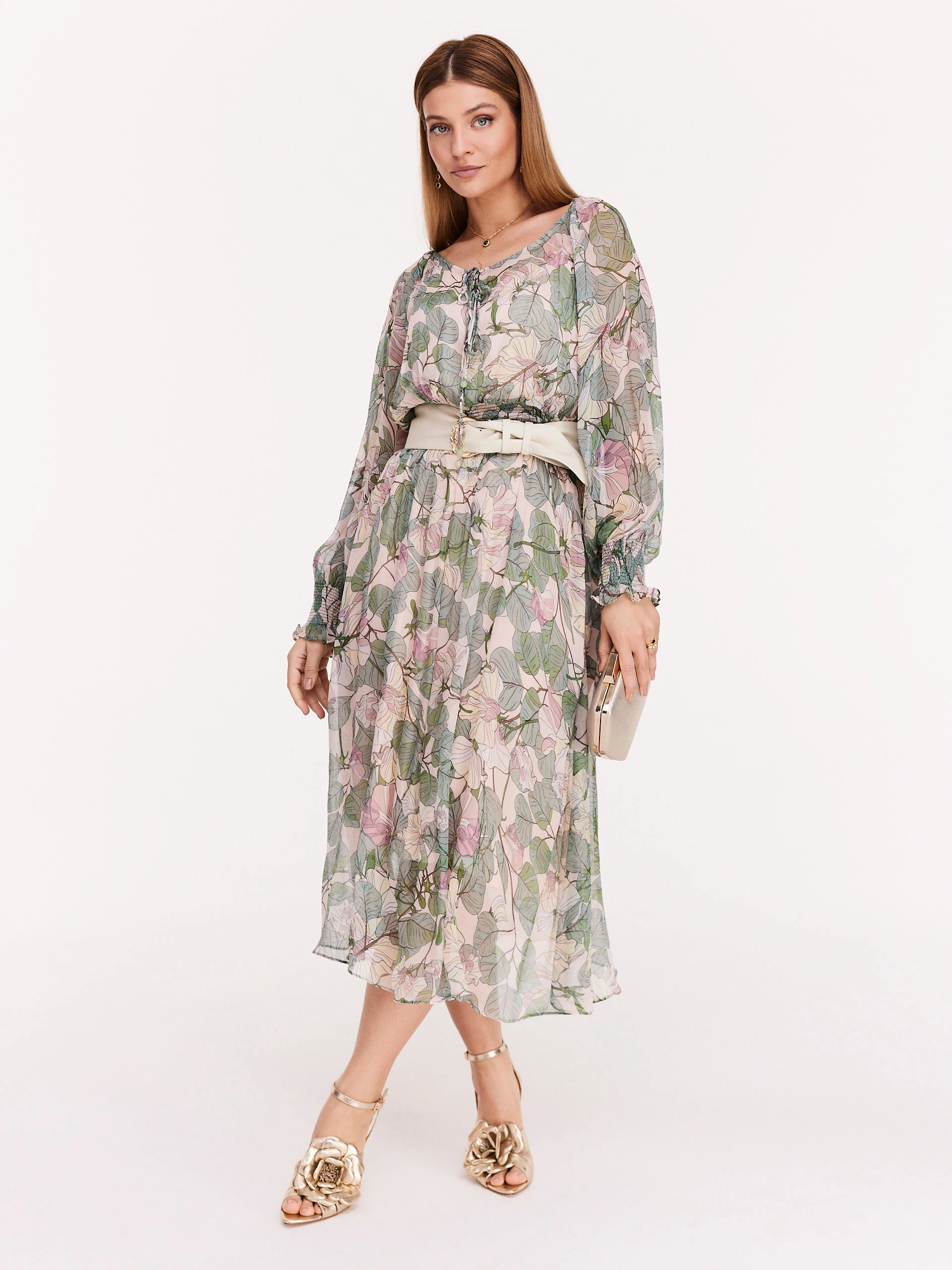 Transparent long floral dress