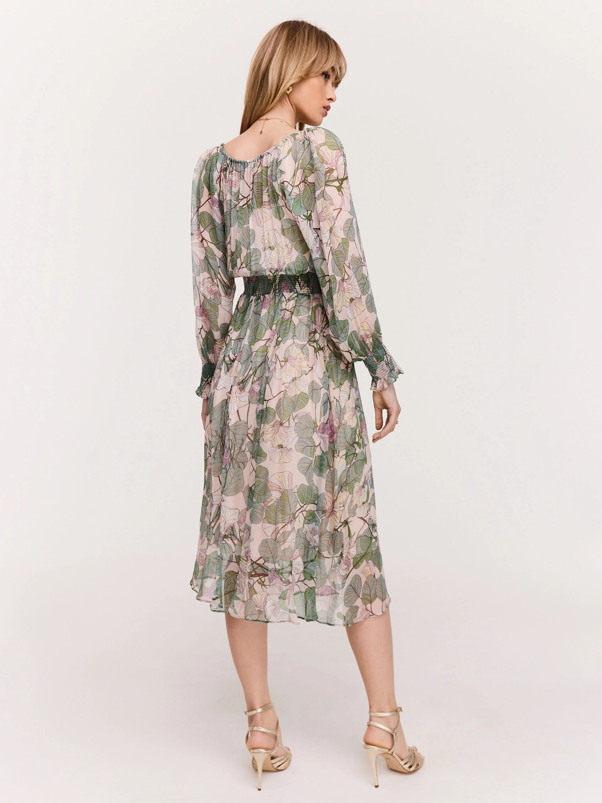 Transparent long floral dress