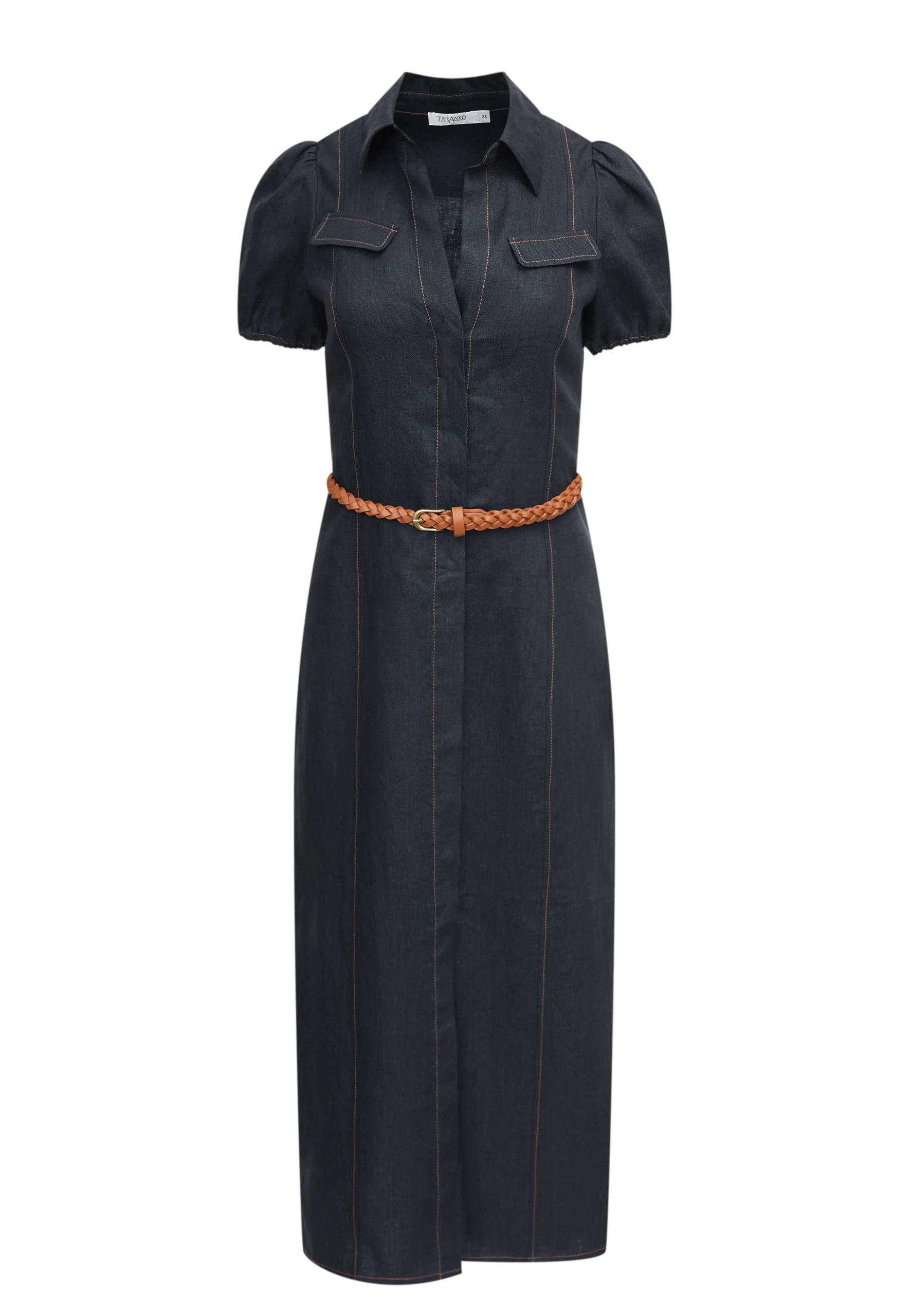 Navy blue linen dress