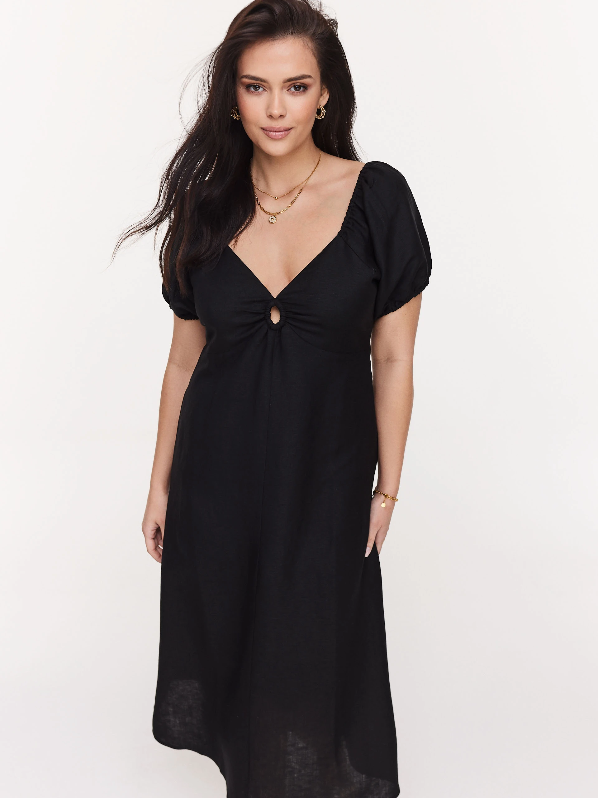 Black linen dress