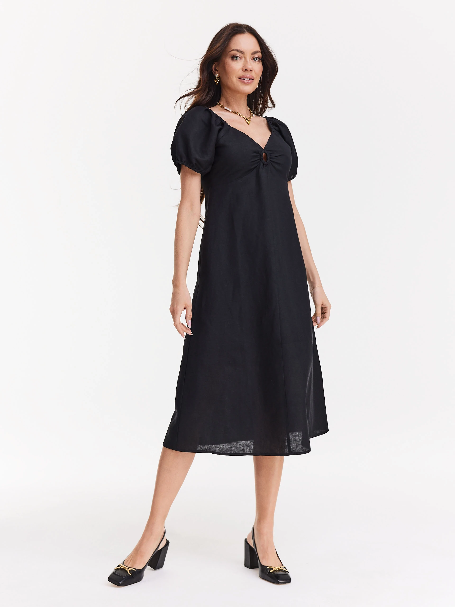 Black linen dress