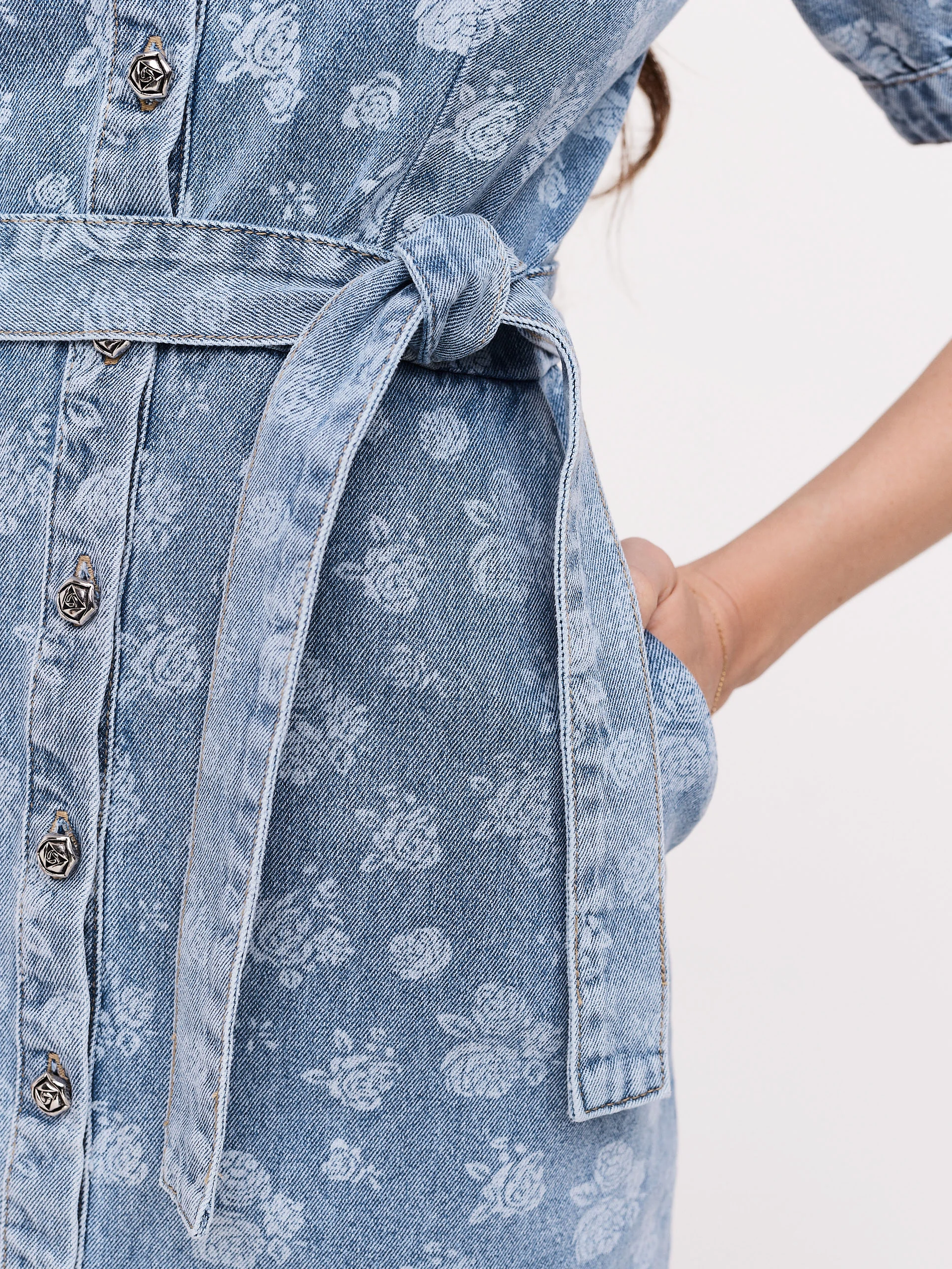 Short denim floral dress