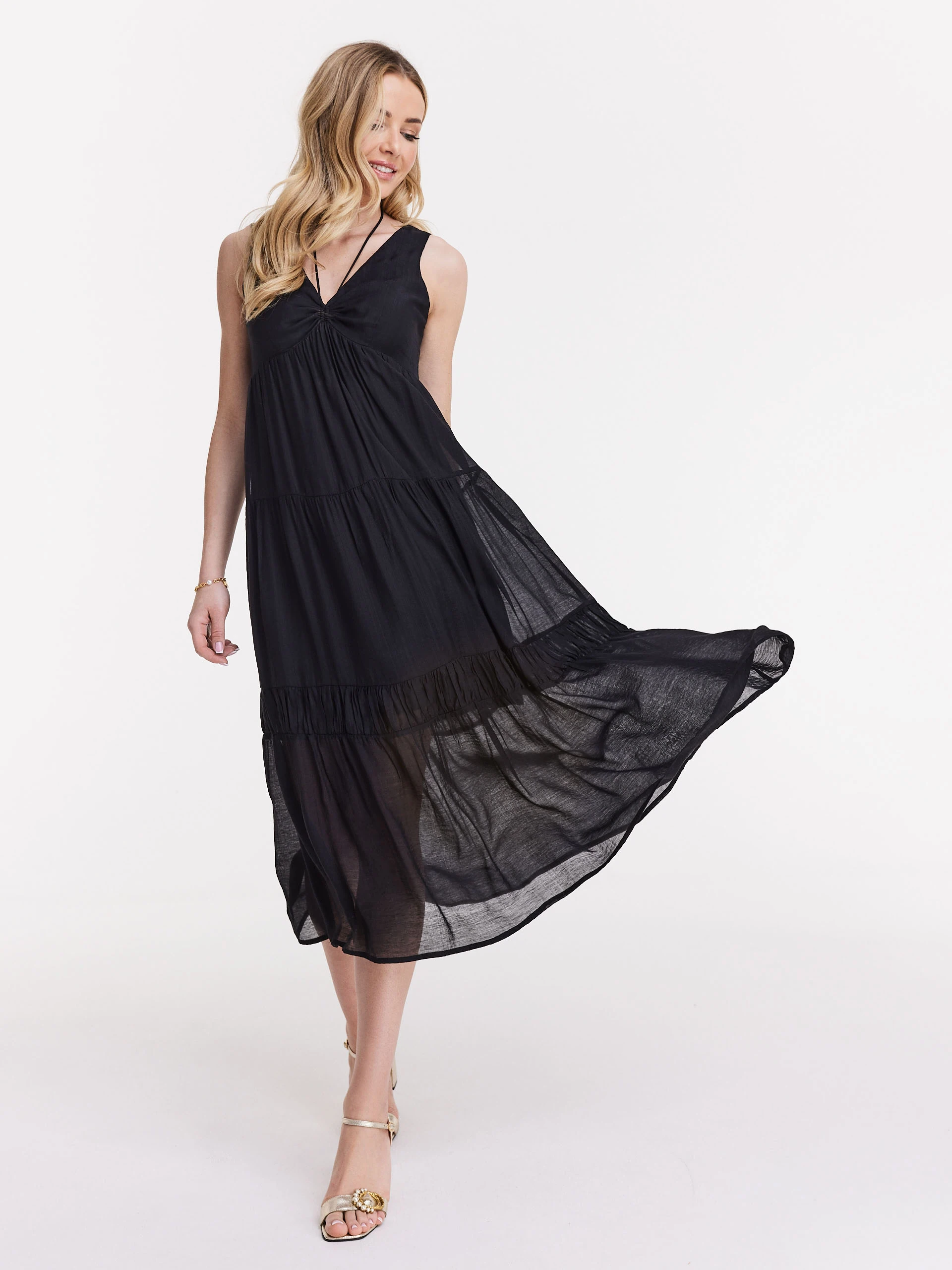 Black loose dress with neckline