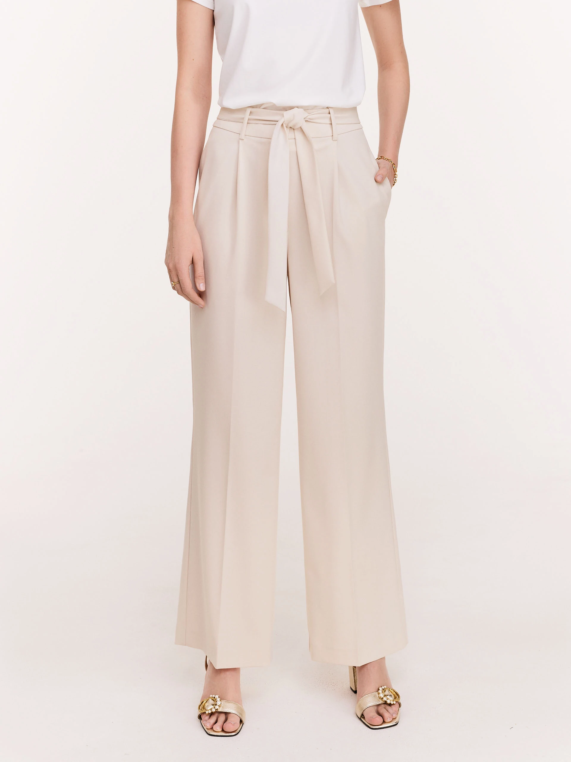 Loose beige viscose pants