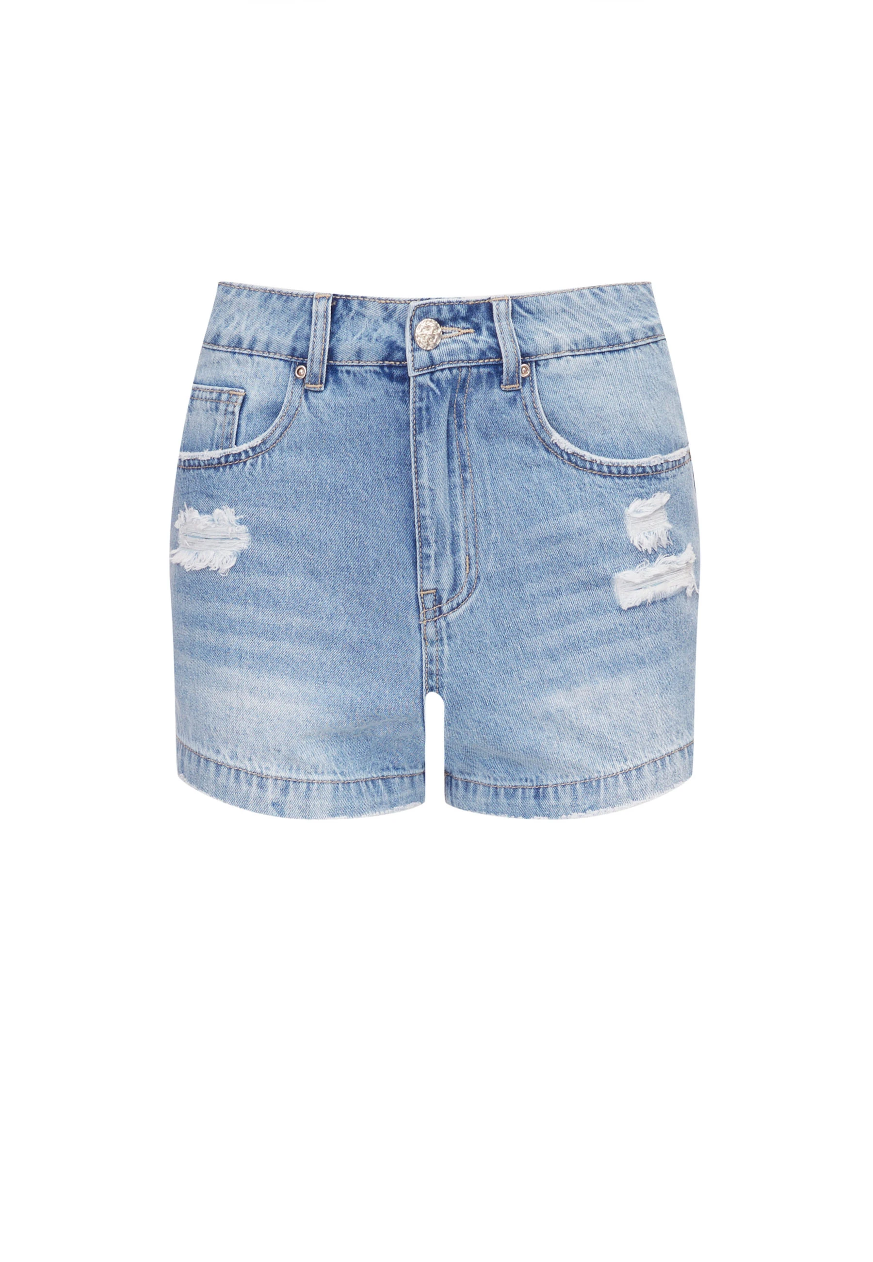 Short high-waisted denim shorts
