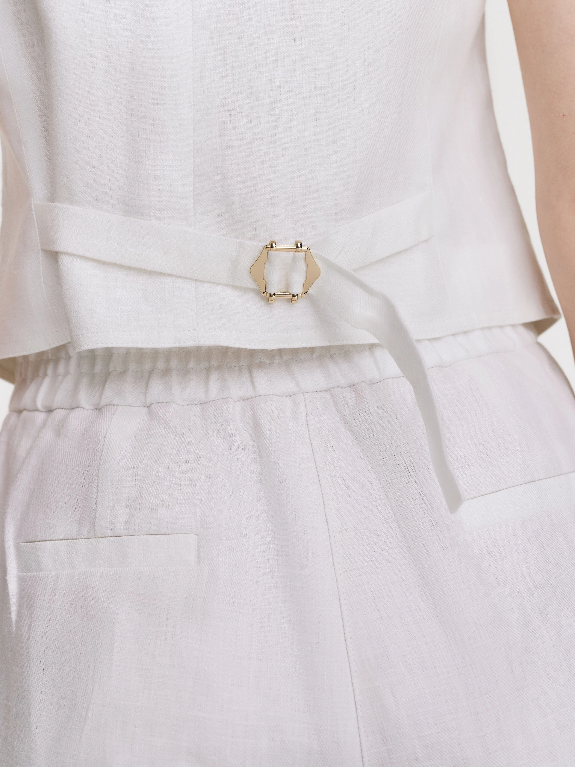 Linen white high-waisted pants