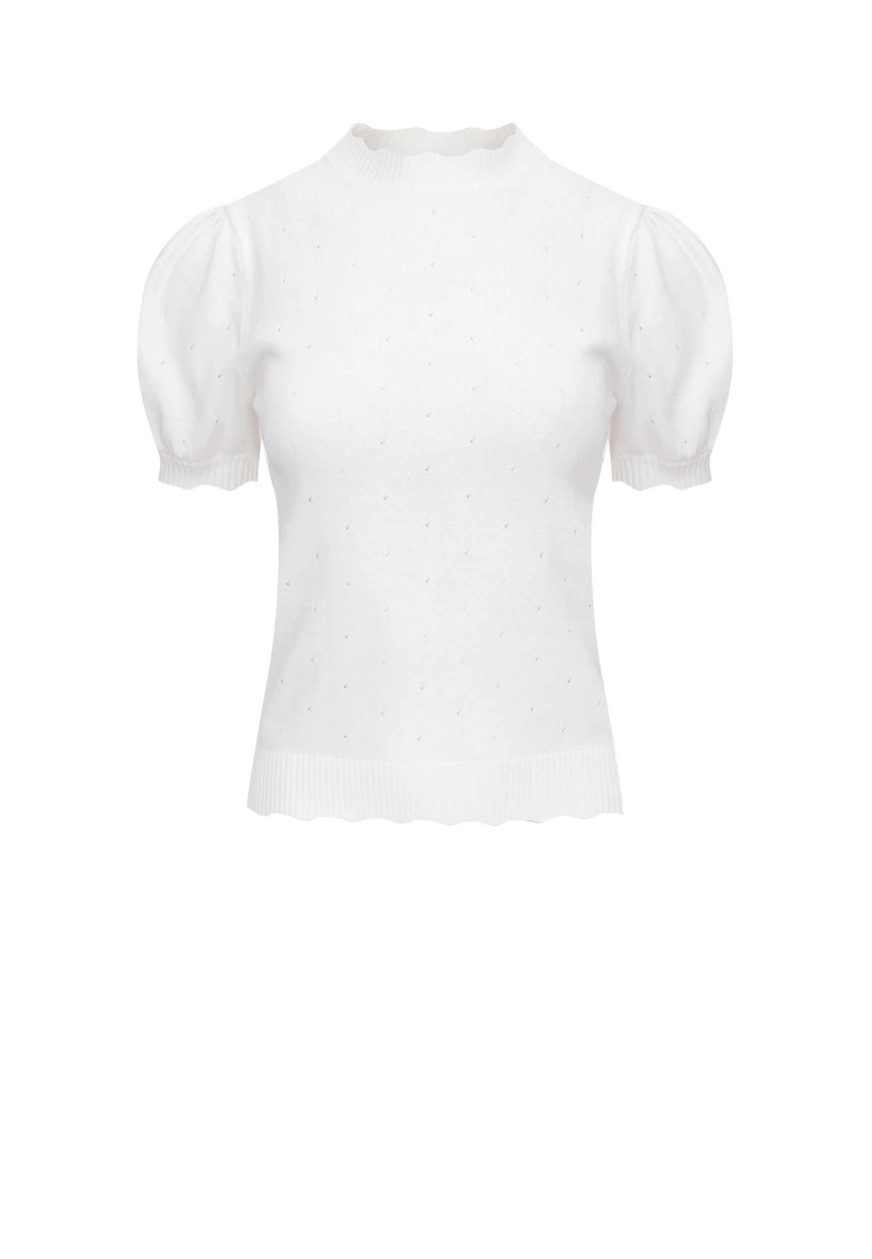 White buffet sweater with openwork embellishments