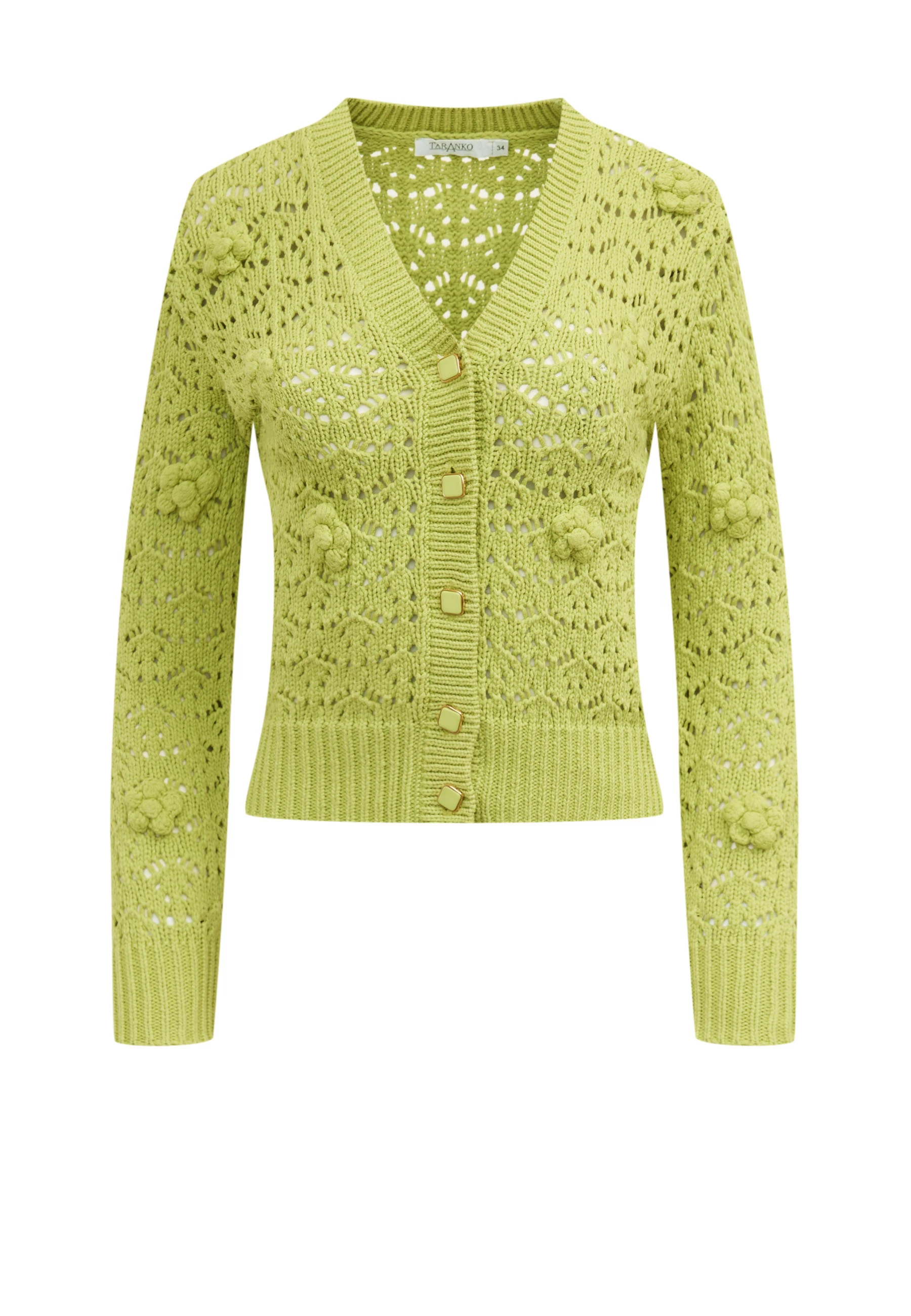 Openwork knit cardigan in pistachio green color
