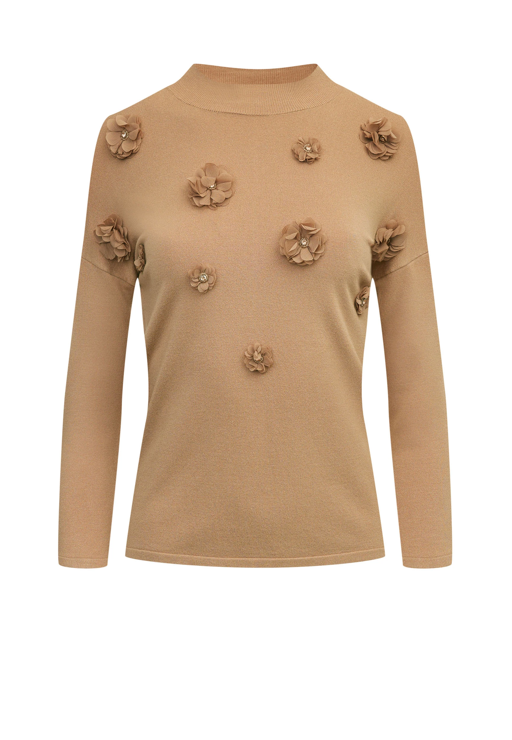 Caramel sweater with flowers