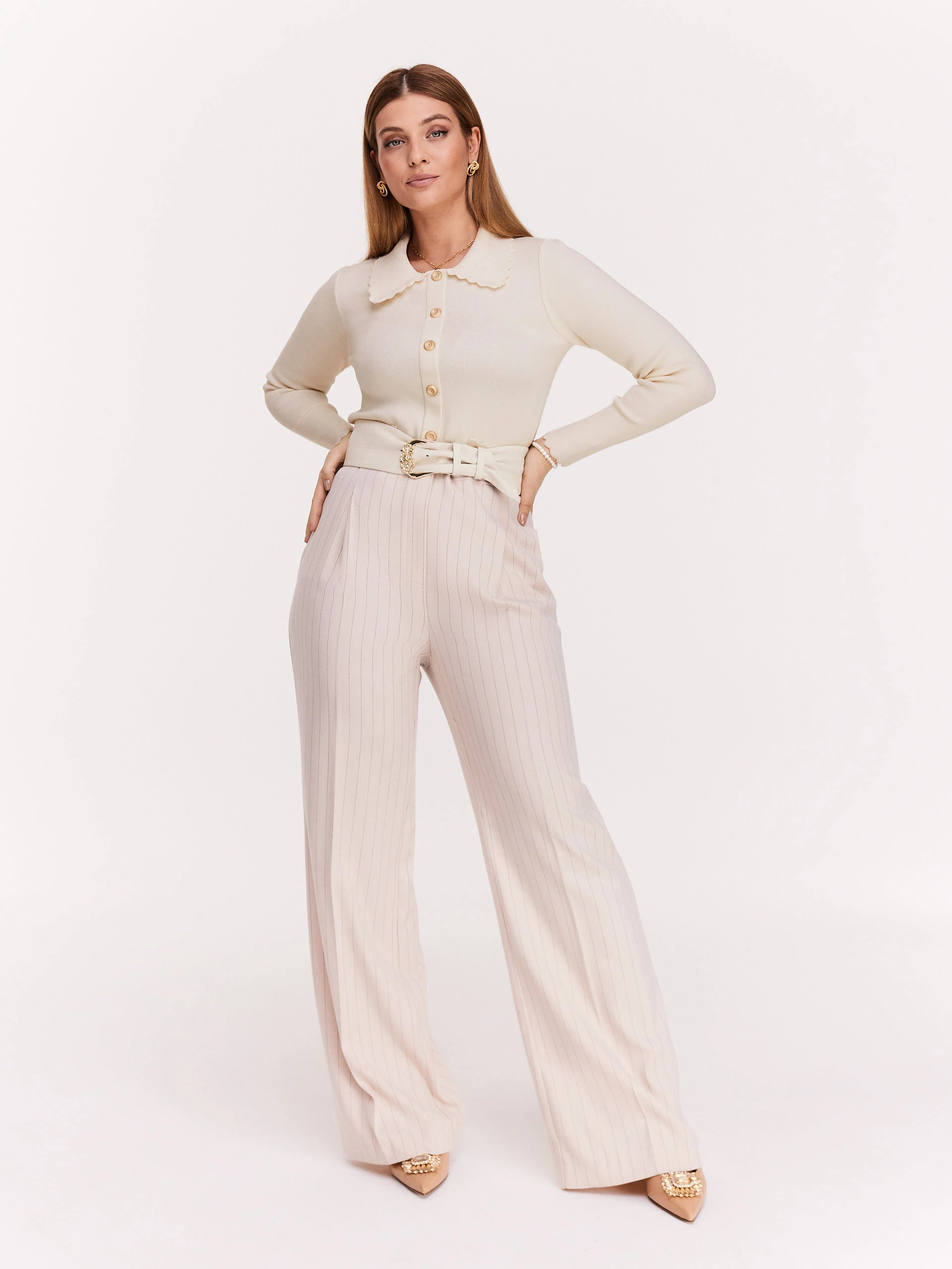 Cream cardigan with decorative buttons