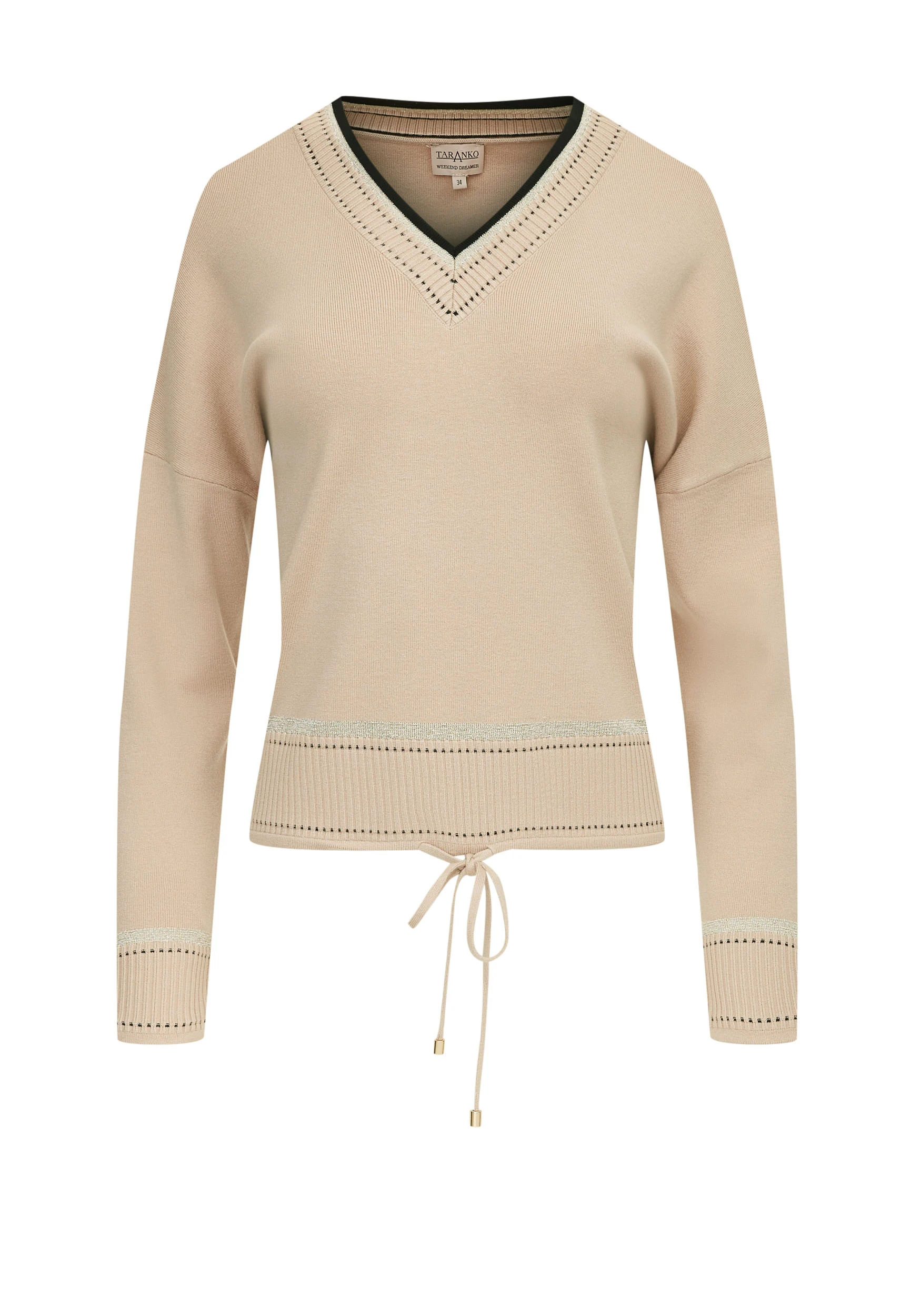 Beige sweater with V neckline