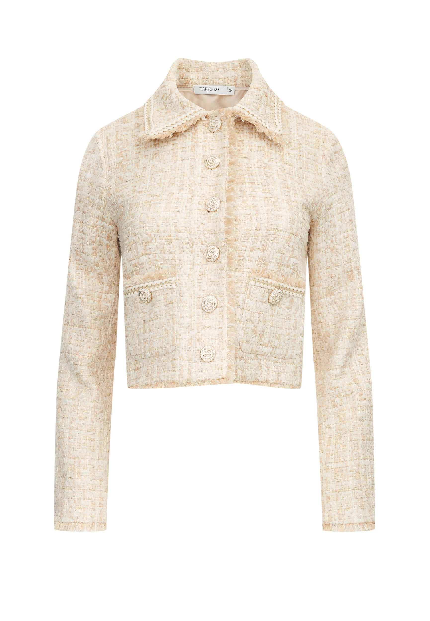 Boxy cream bouclé fabric jacket