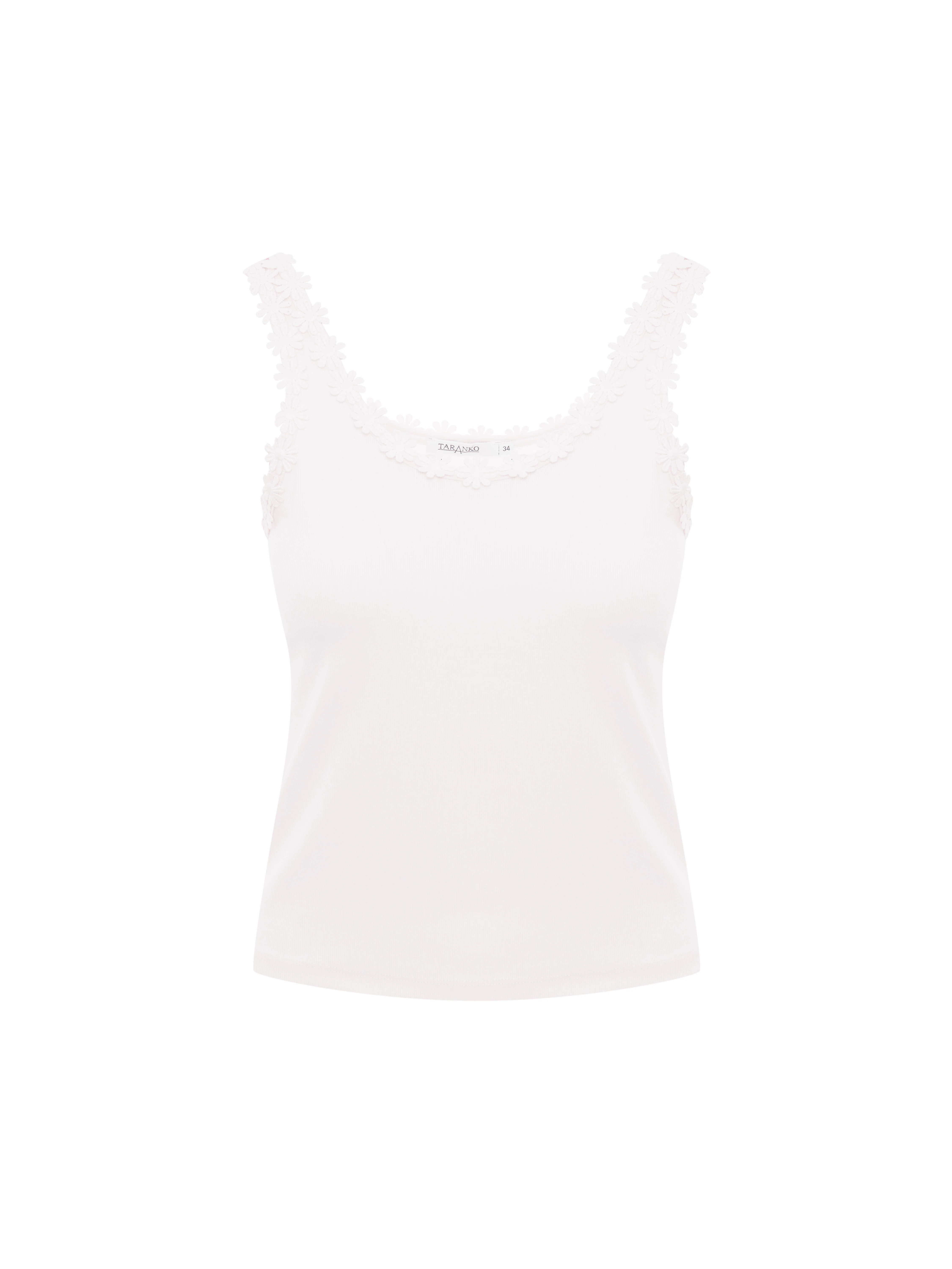 Cream-colored cotton top with decorative flowers