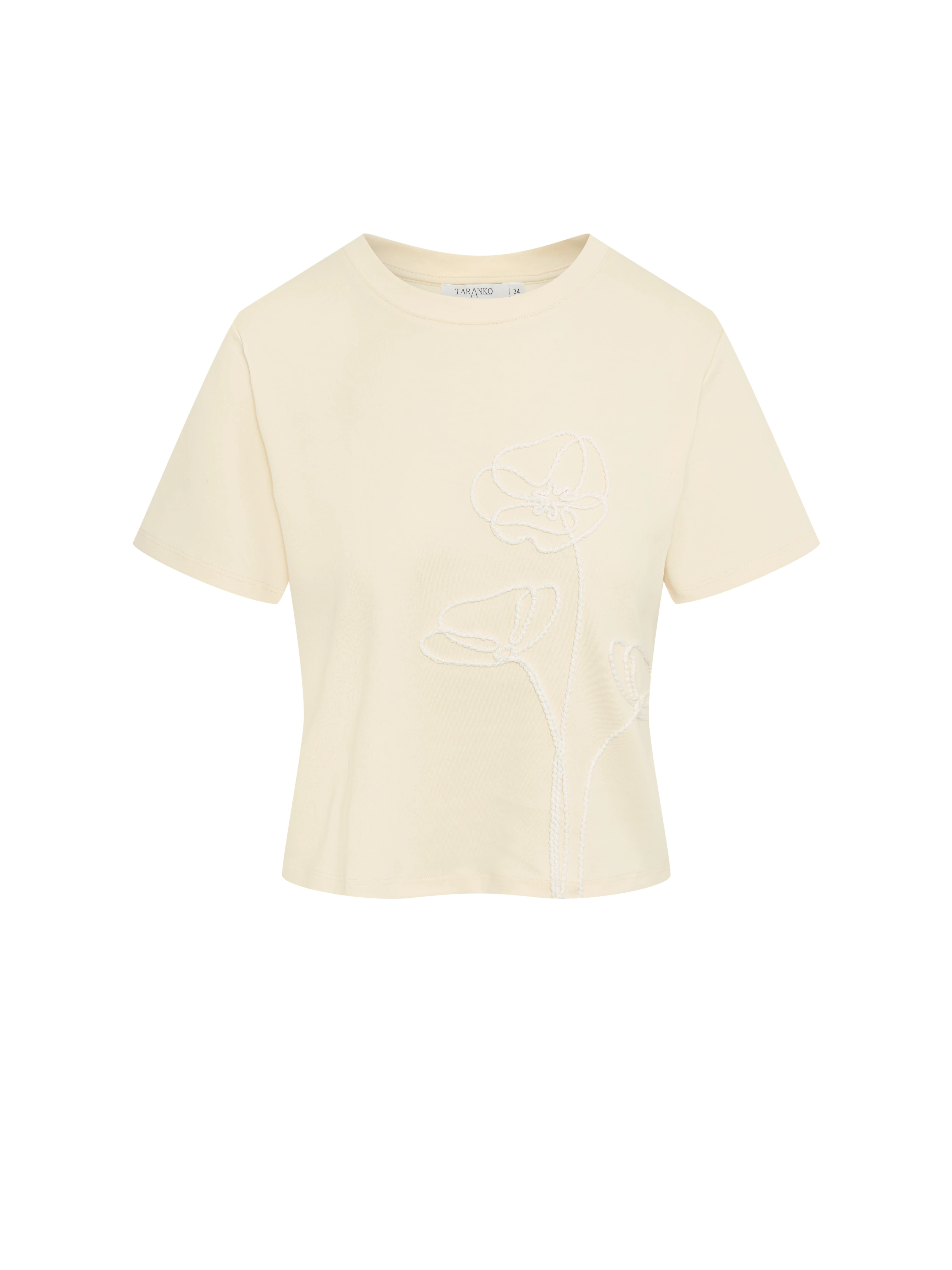 Jasnożółty T-shirt z haftem