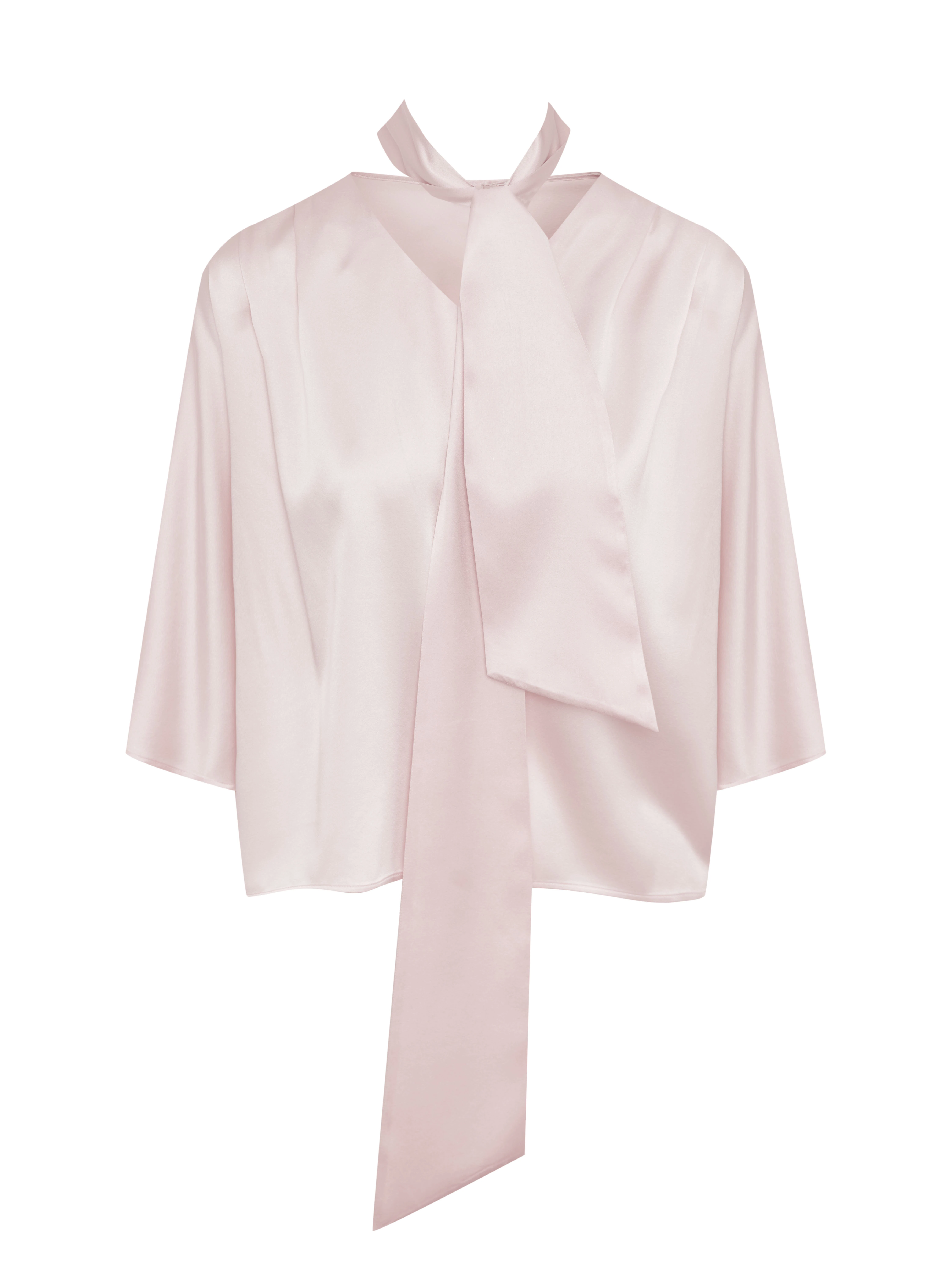 Cream Silk Blouse with Scarf Detail