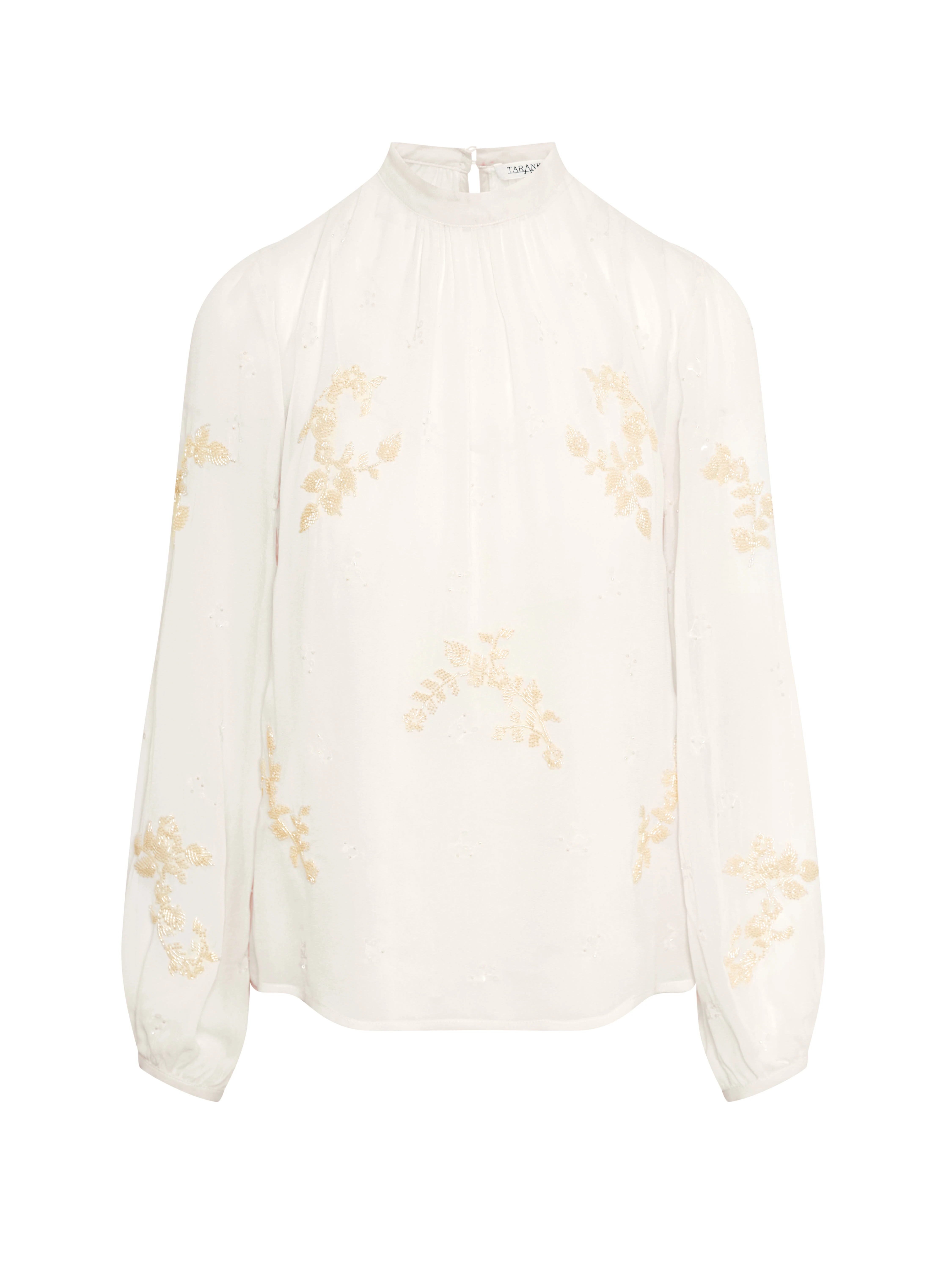 An elegant blouse with decorative appliqués