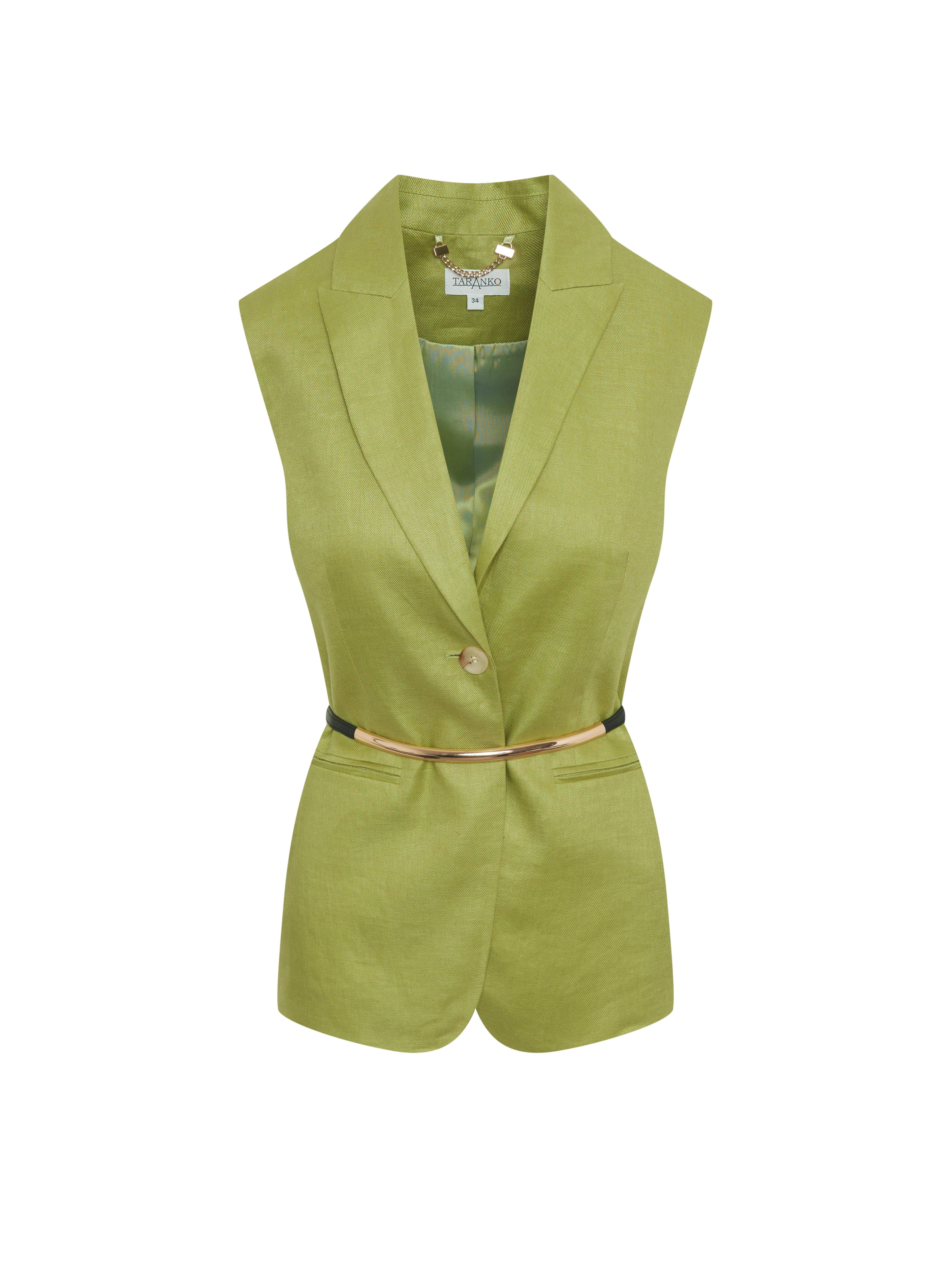 An elegant linen vest in light green