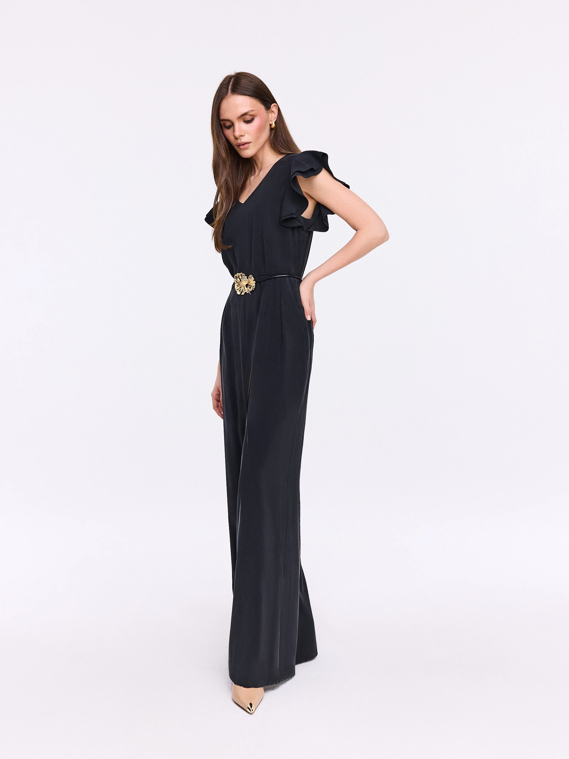 Elegant black jumpsuit with straight legs