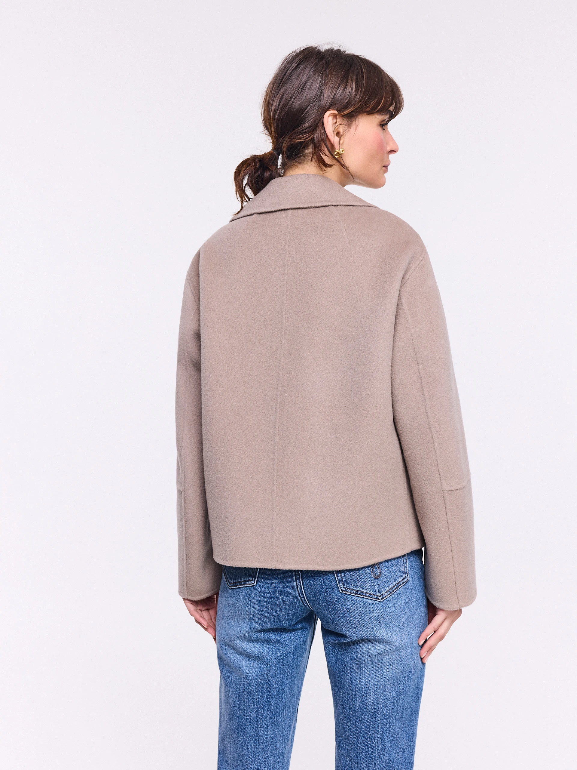 Double-breasted wool jacket in taupe