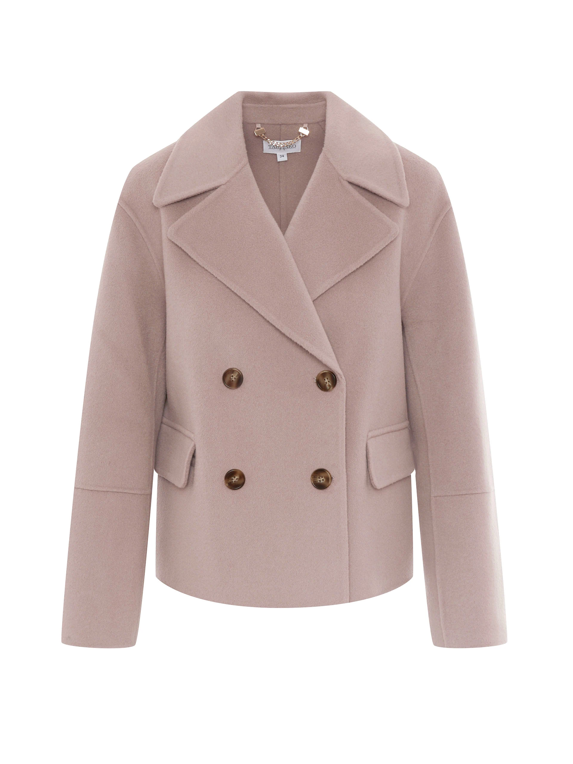 Double-breasted wool jacket in taupe