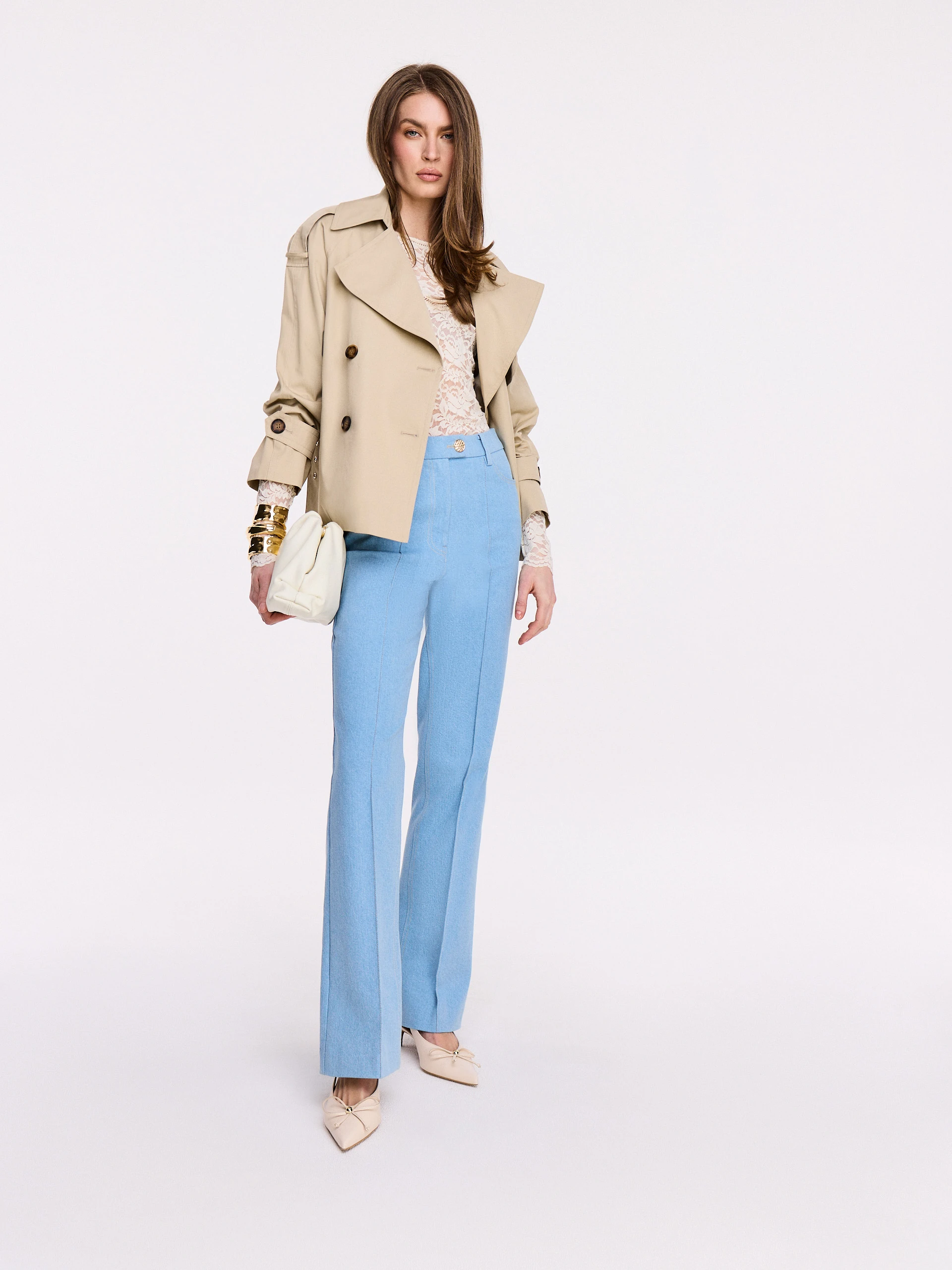 Beige jacket à la short trench coat