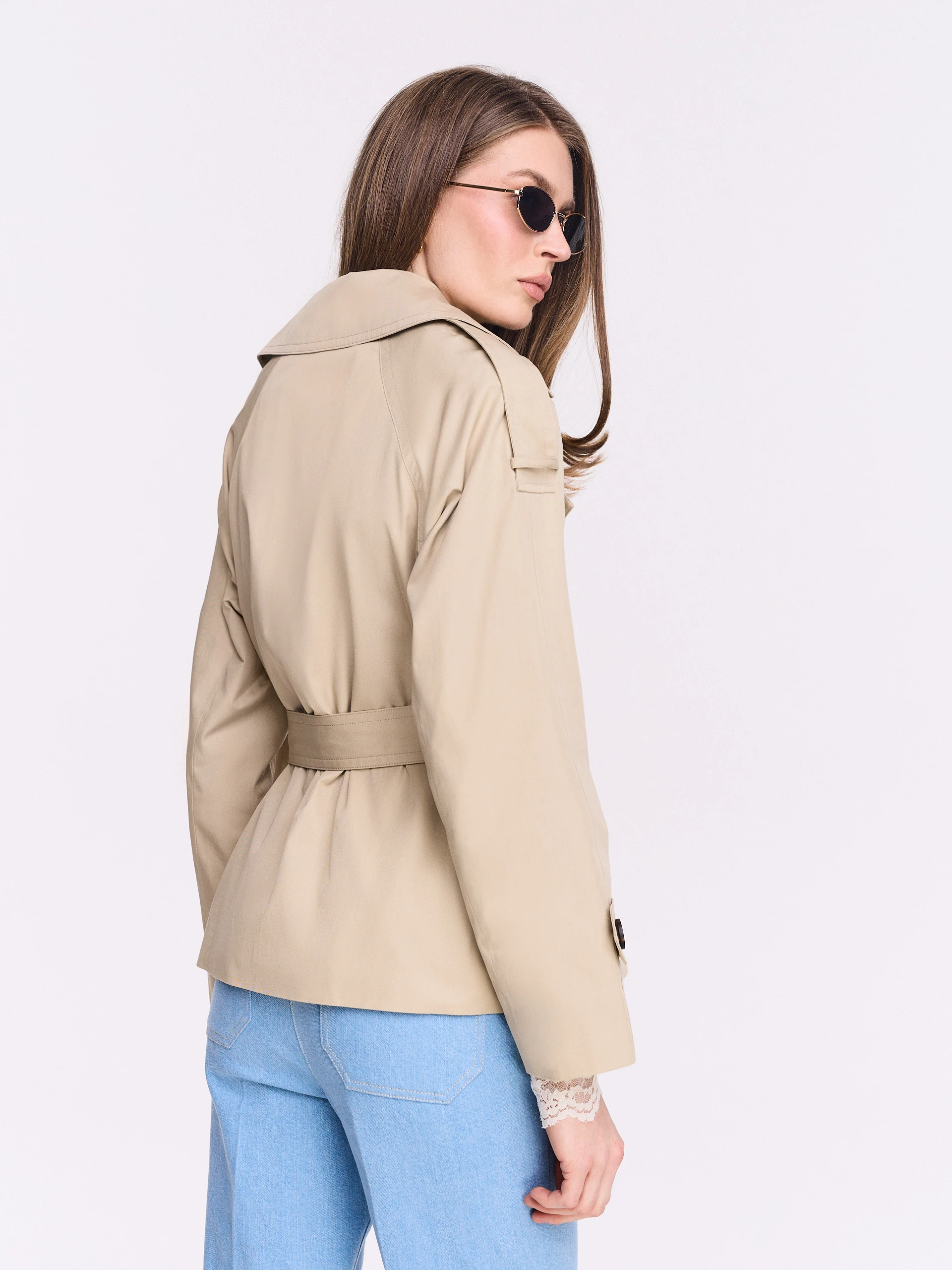 Beige jacket à la short trench coat