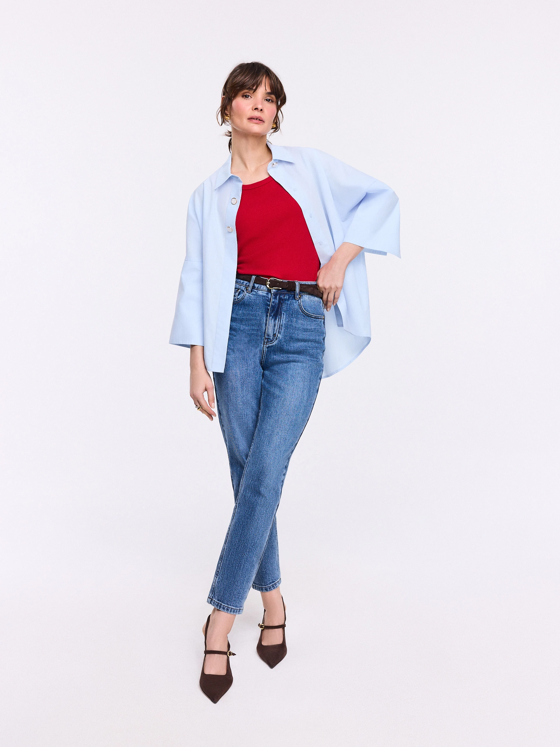 Blue cotton oversized shirt