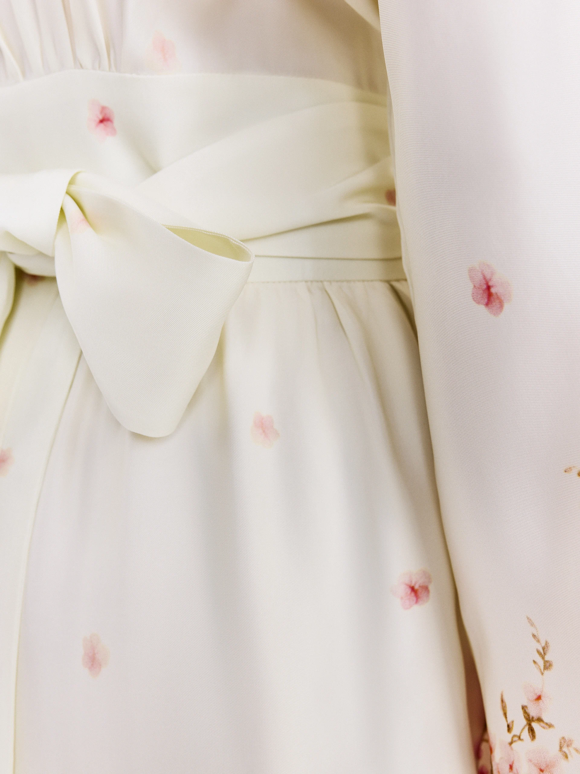 Cream midi dress with floral print