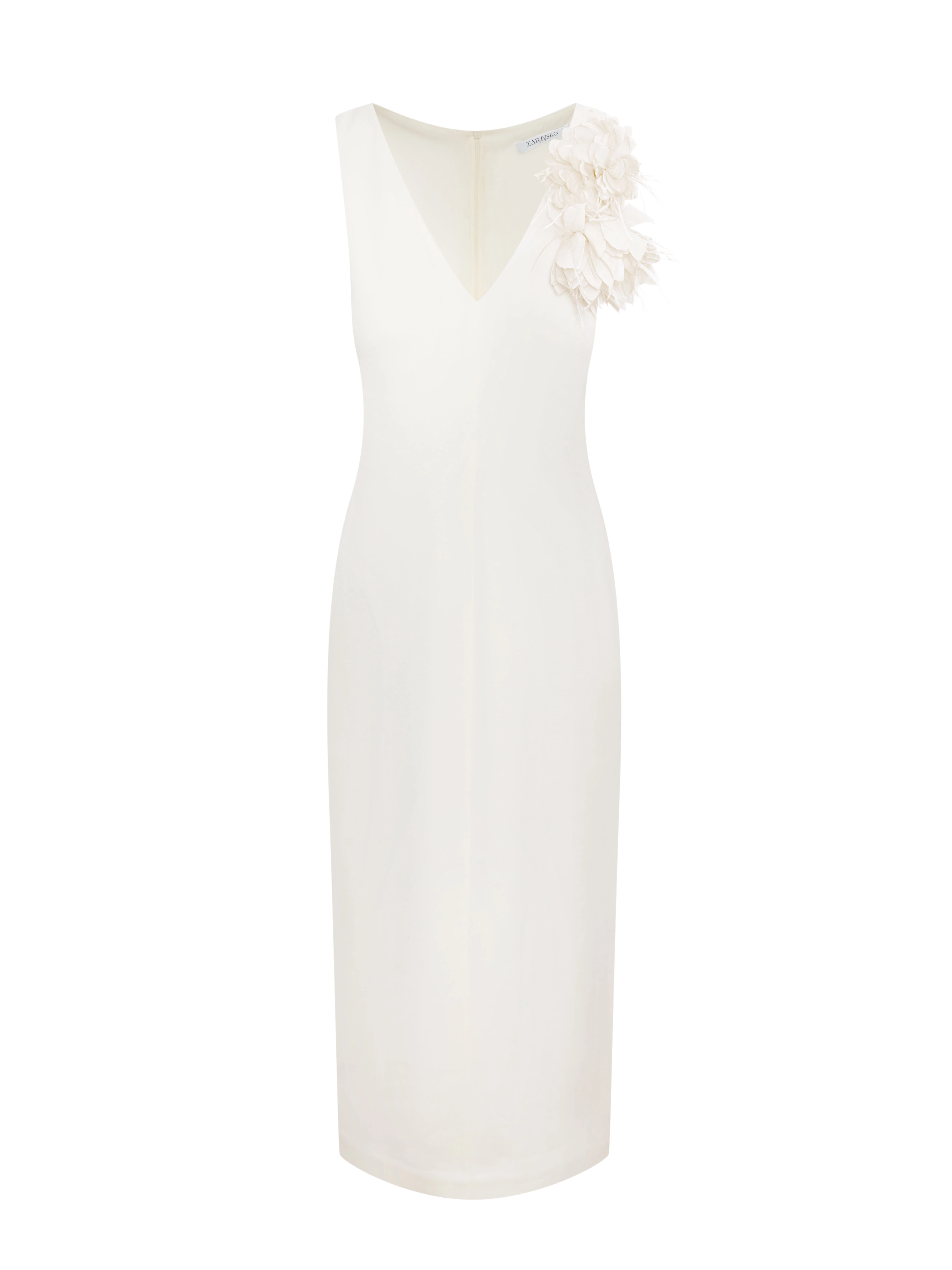 Cream midi dress with decorative appliqué