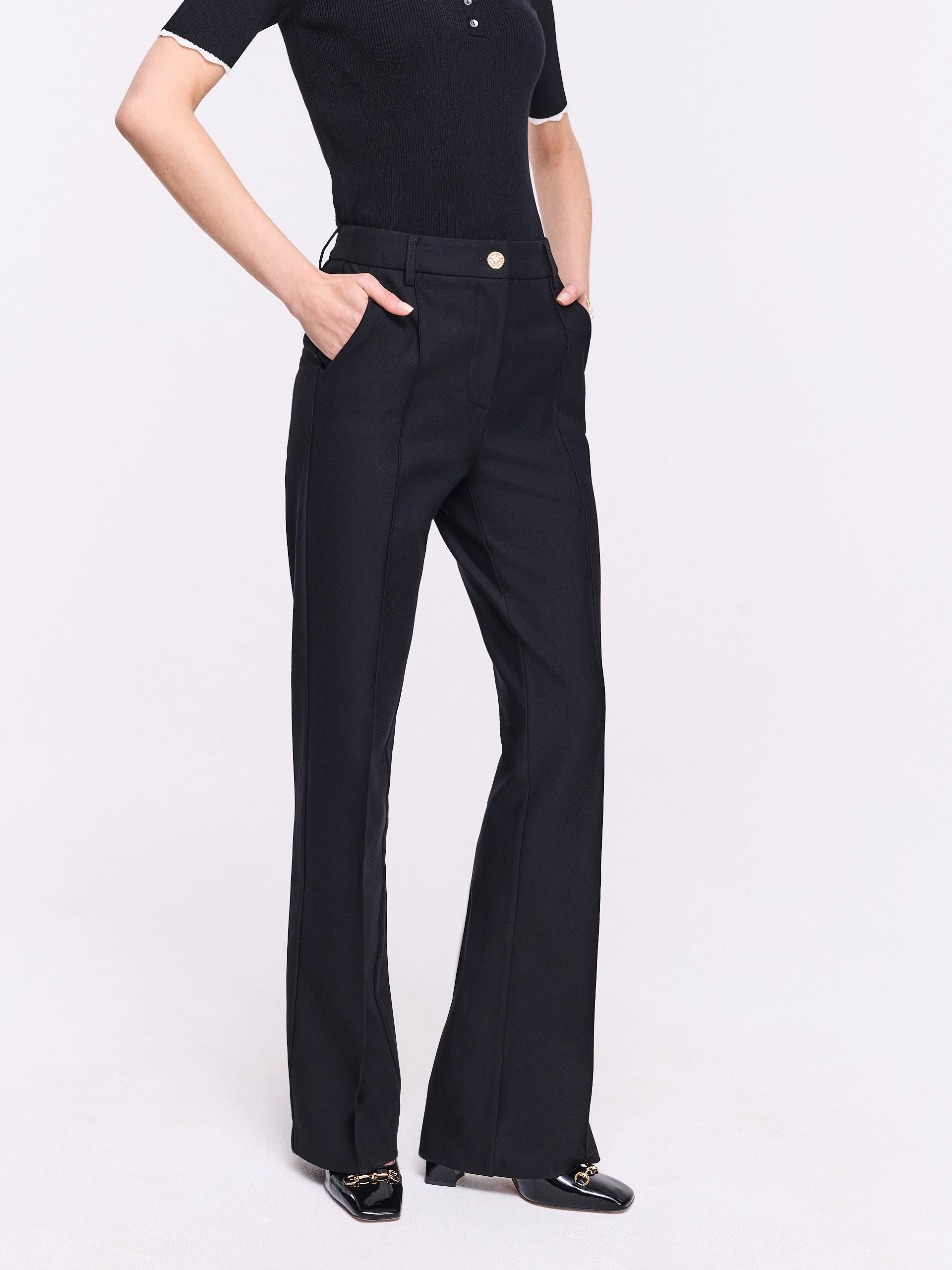 Elegant black pants with straight legs