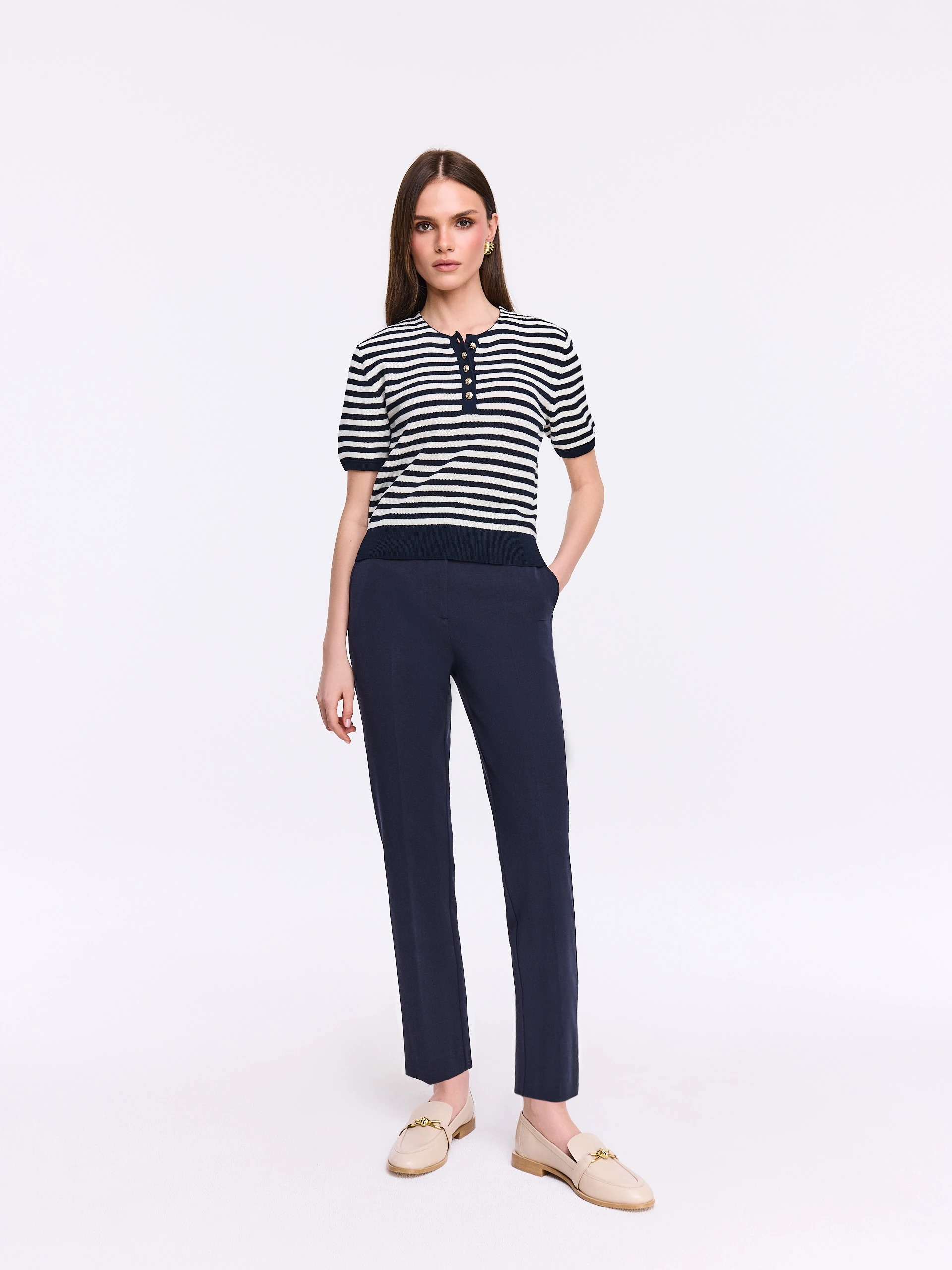 Navy blue cigarette pants