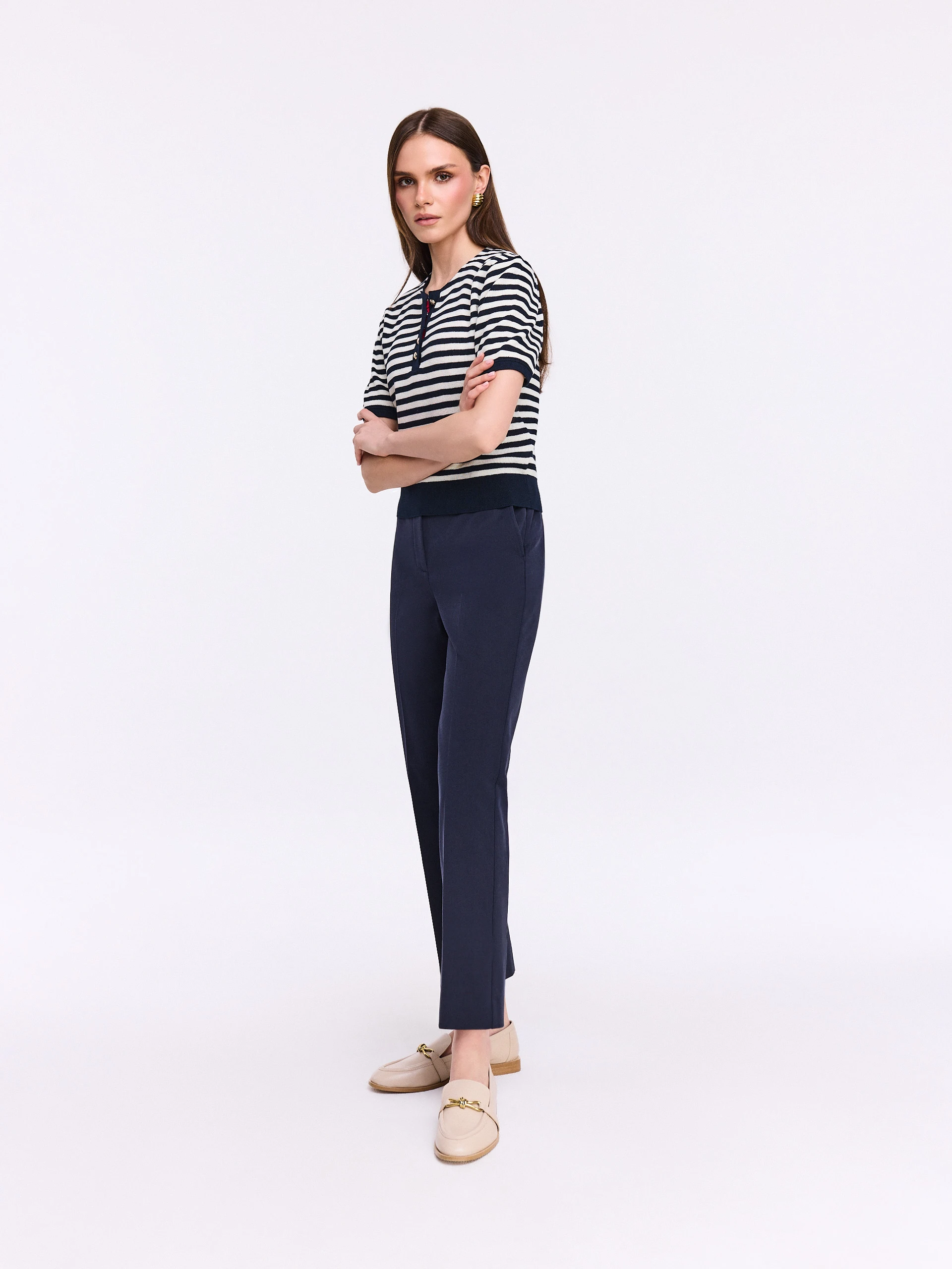 Navy blue cigarette pants