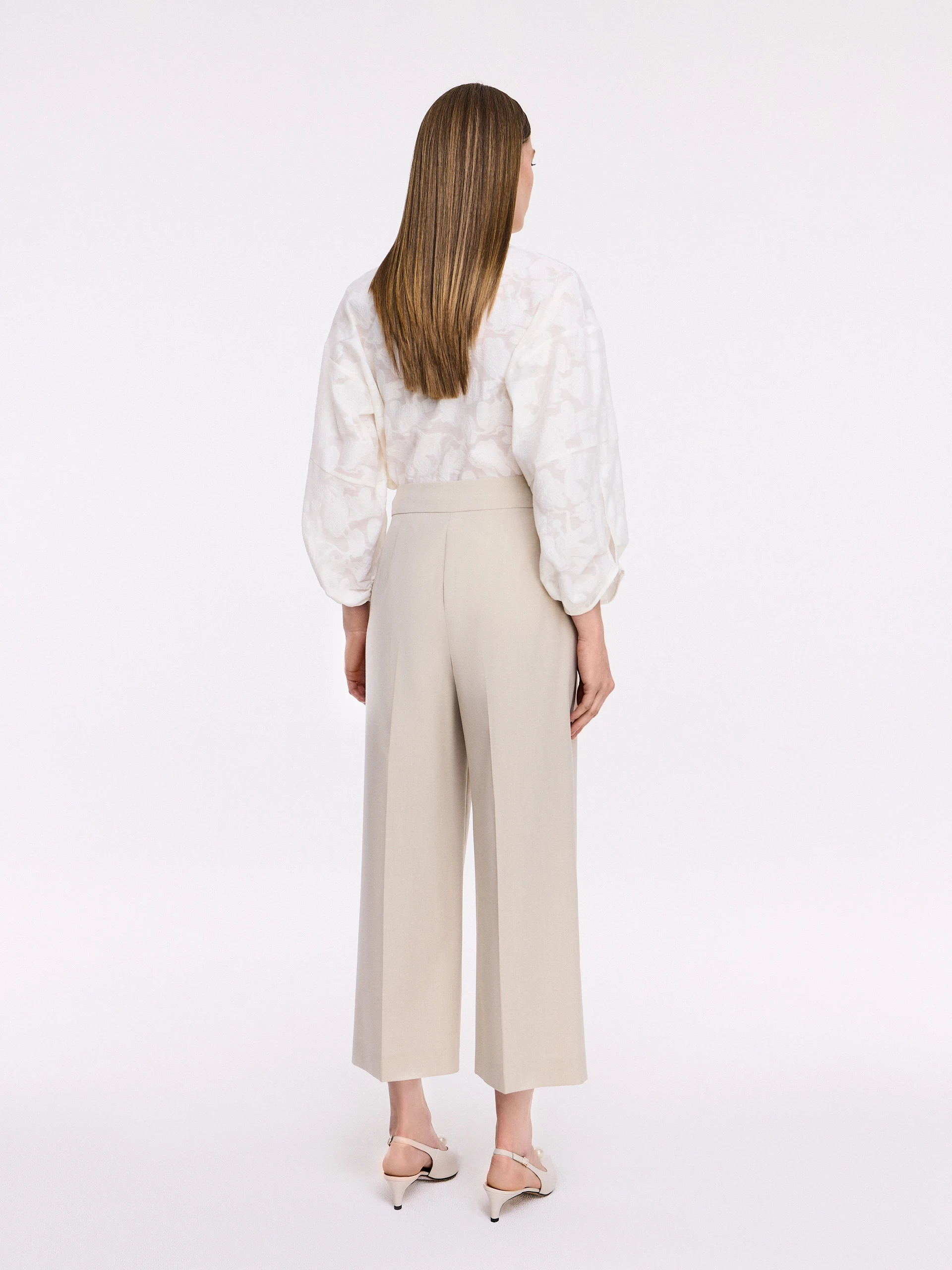Beige high-waisted culottes