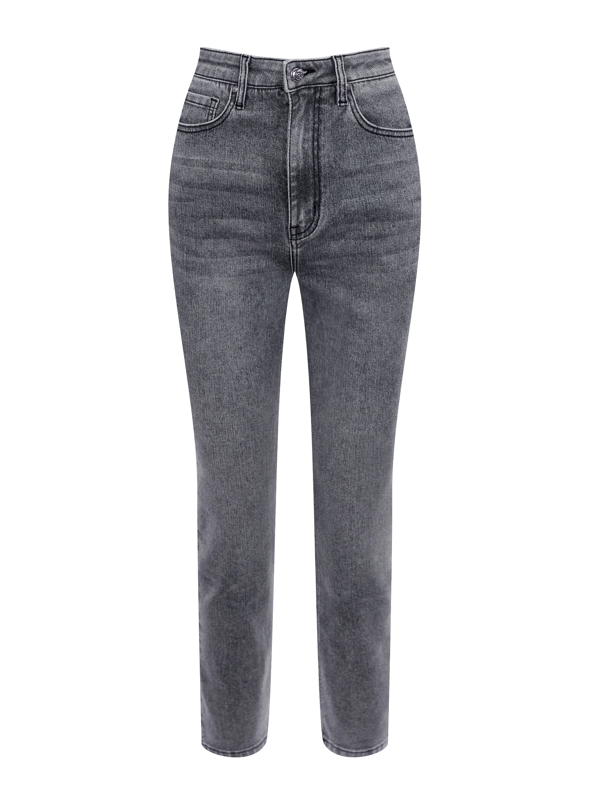 Szare spodnie mom jeans z wysokim stanem