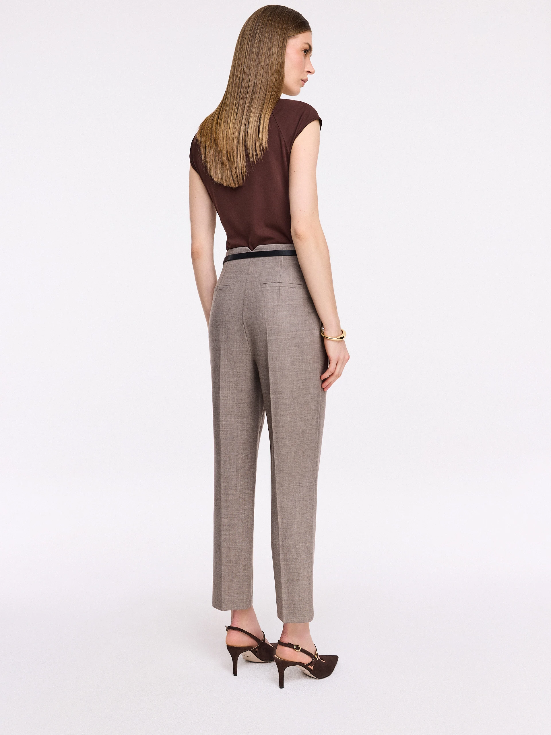 Elegant trousers with wool in taupe