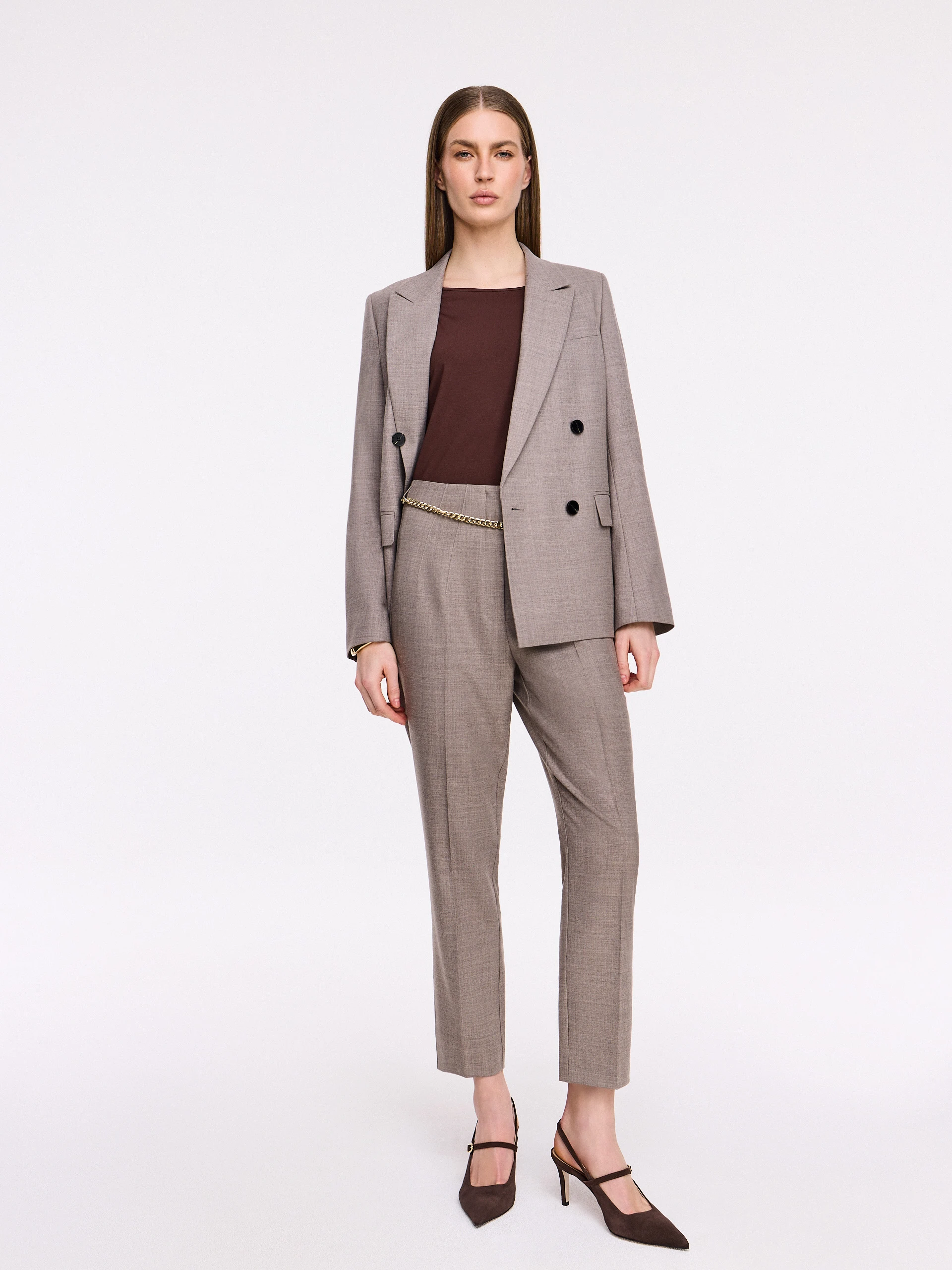 Elegant trousers with wool in taupe