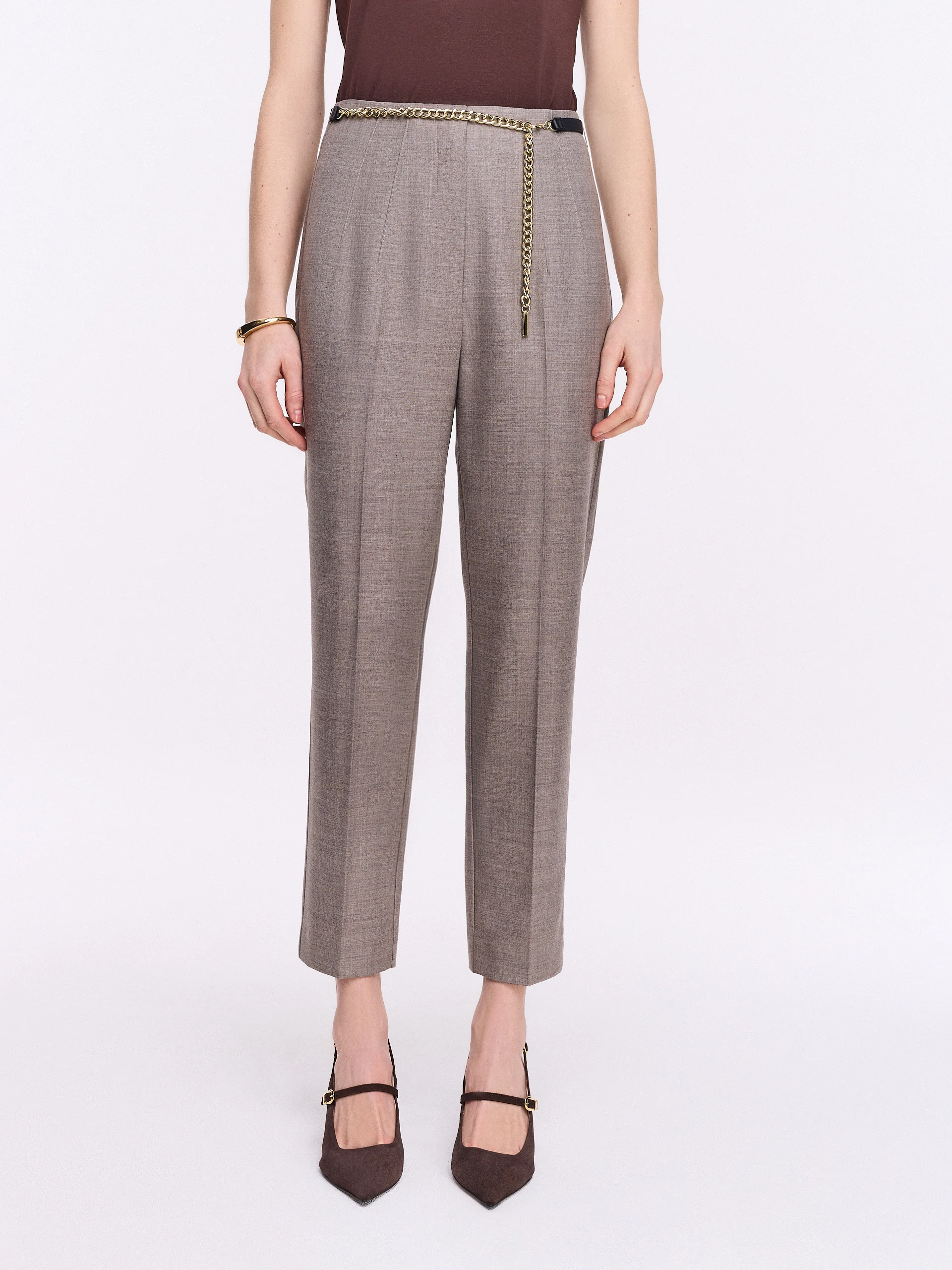 Elegant trousers with wool in taupe