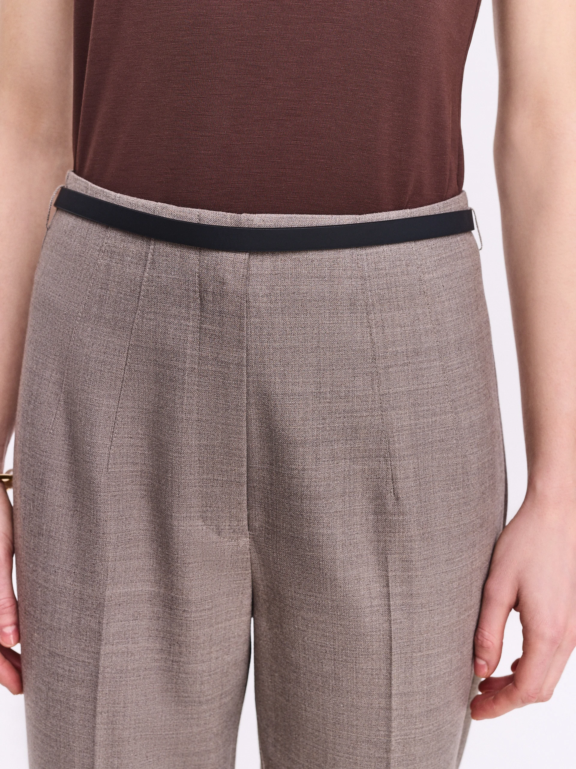 Elegant trousers with wool in taupe