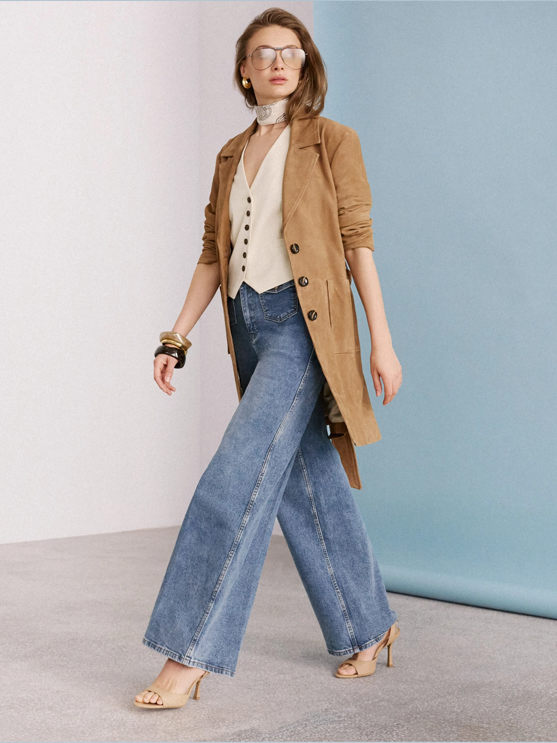 Jeansowe spodnie z wysokim stanem w stylu vintage